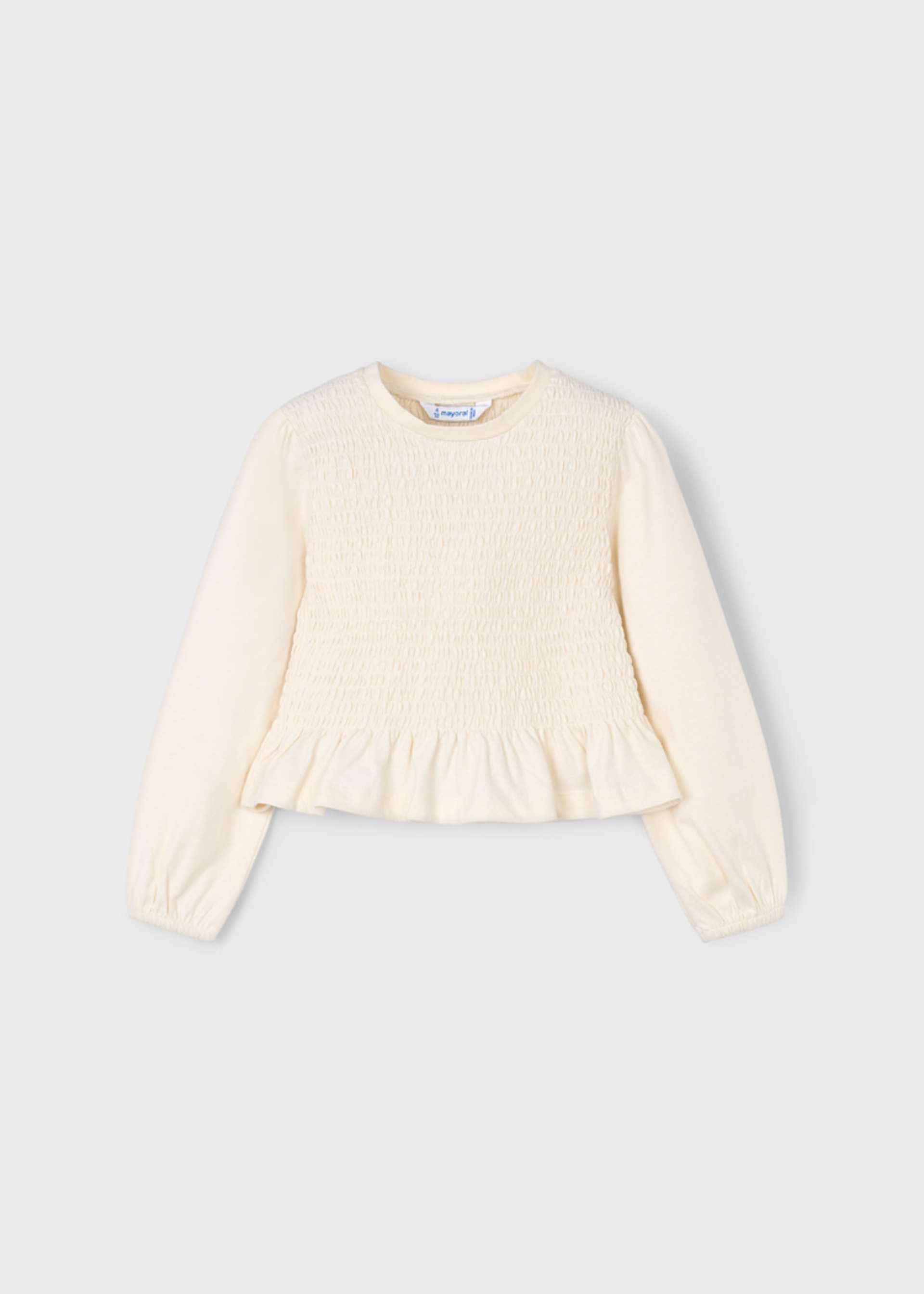 Girls smocked stitching shirt