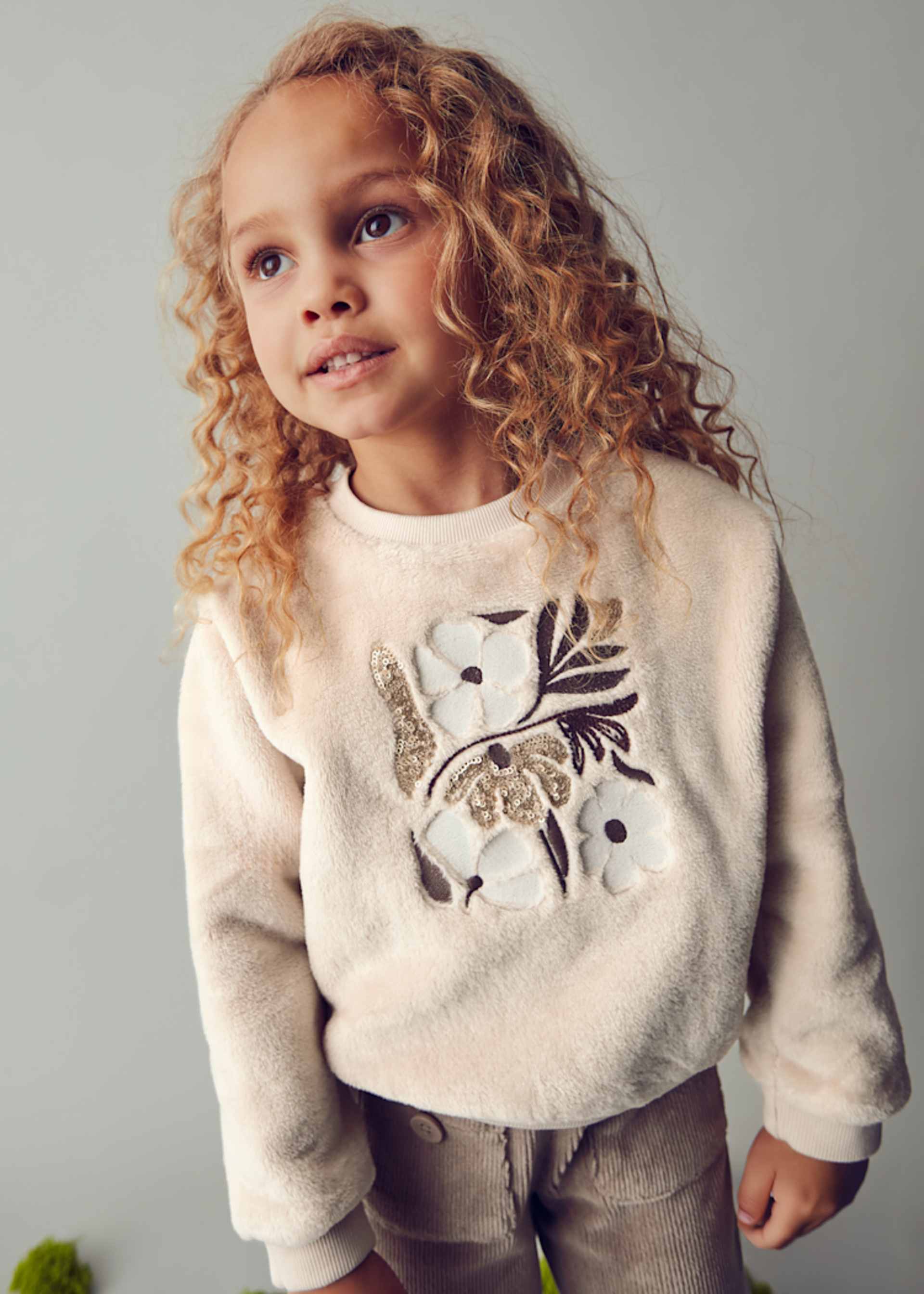 Felpa pelliccio fiore bambina