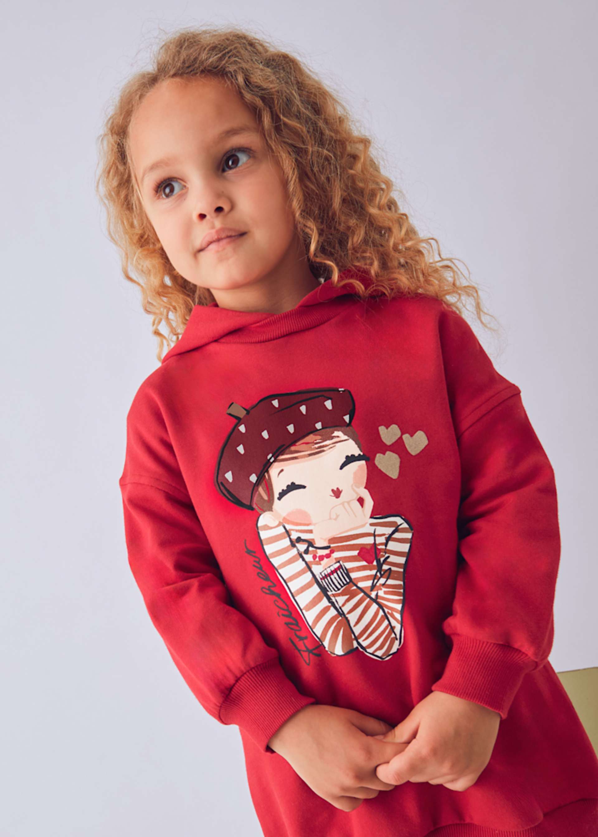 Vestido felpa capucha niña