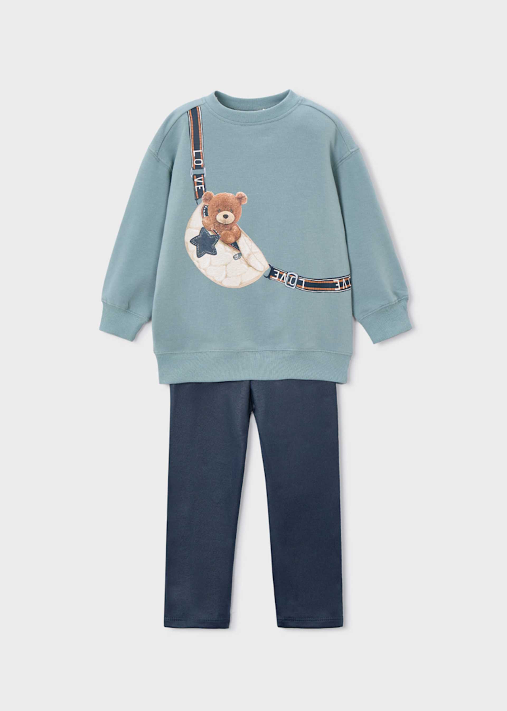 Conjunto legging y sudadera osito niña