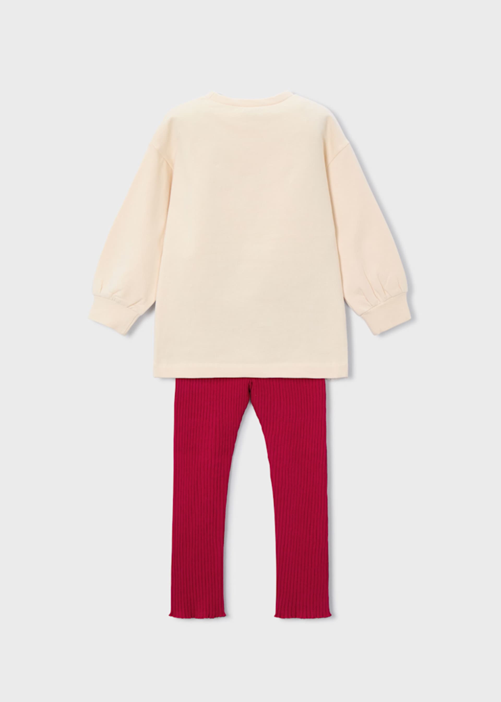 Conjunto legging canalé y sudadera niña