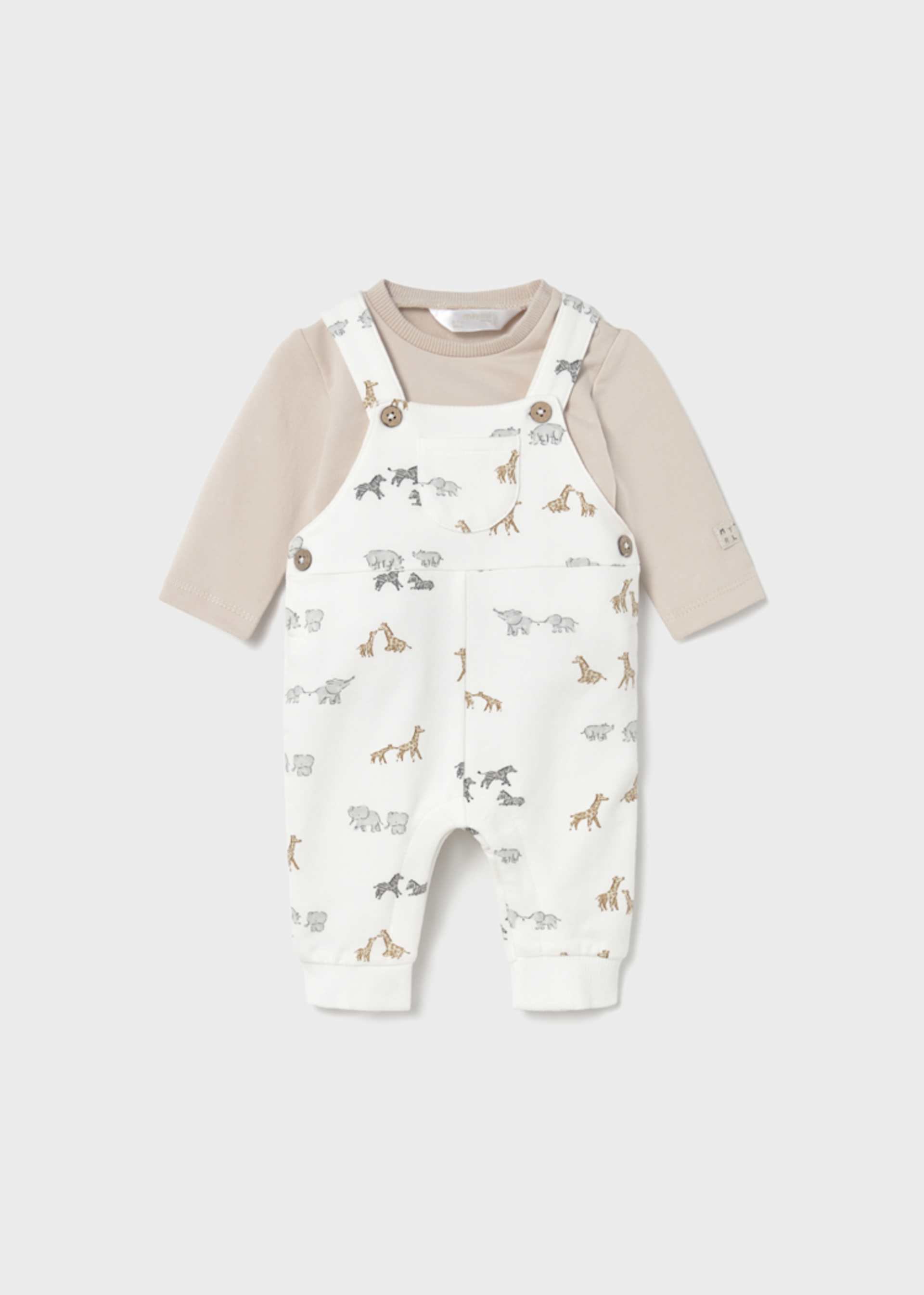 Newborn print dungaree set