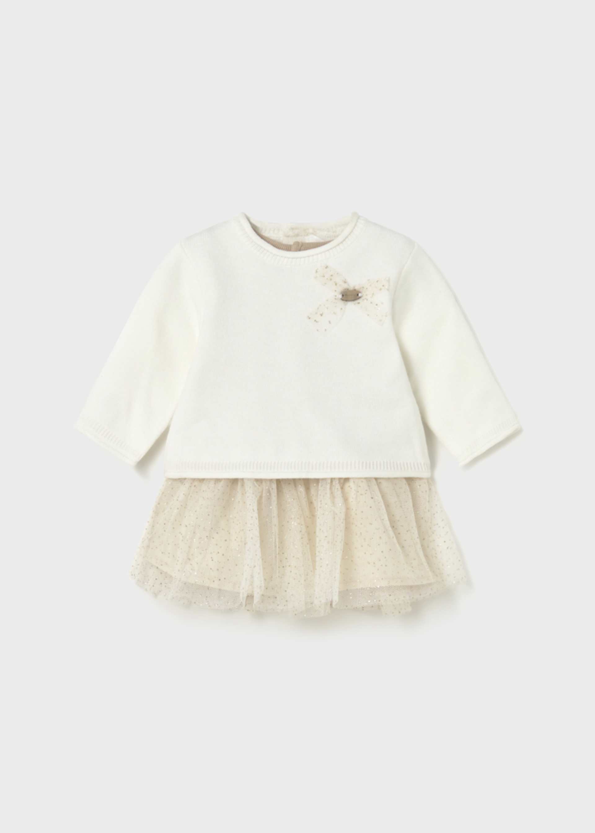 Vestido combinado tule recém nascida