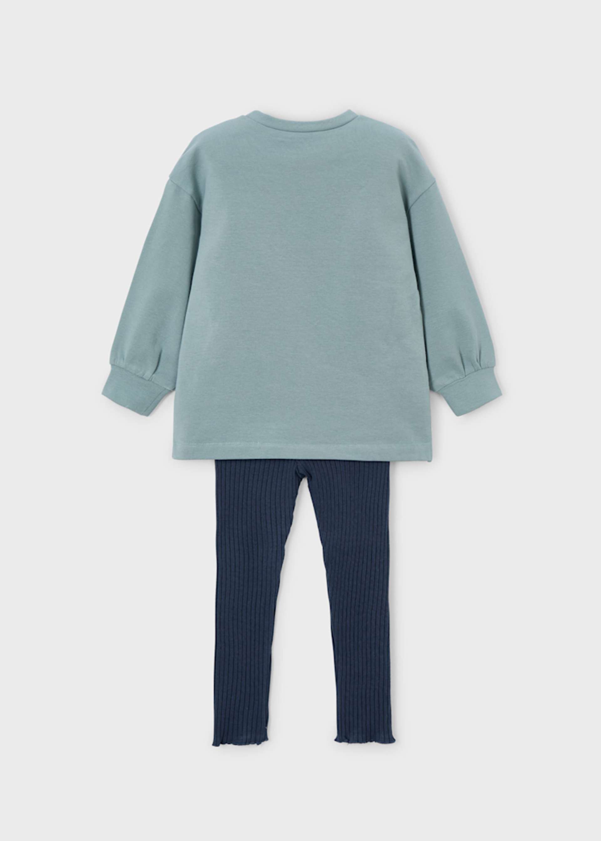 Girl Ribbed Leggings and Sweatshirt Set