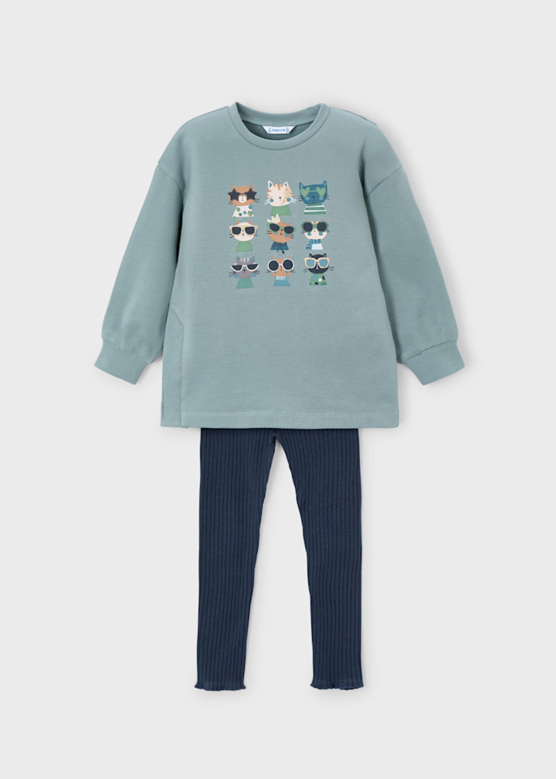 Conjunto legging canalé y sudadera niña