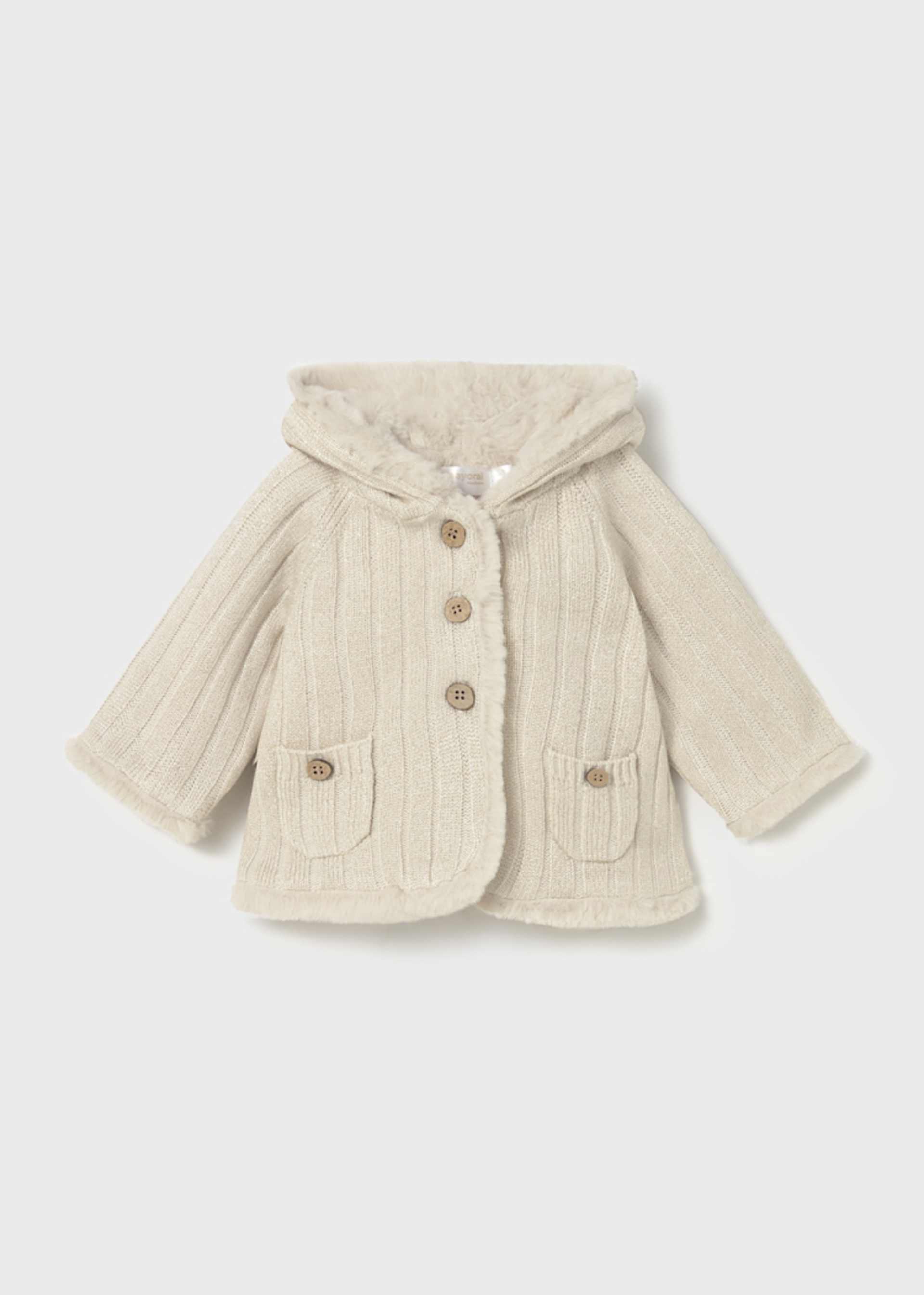Chaqueta tricot con pelo recién nacida