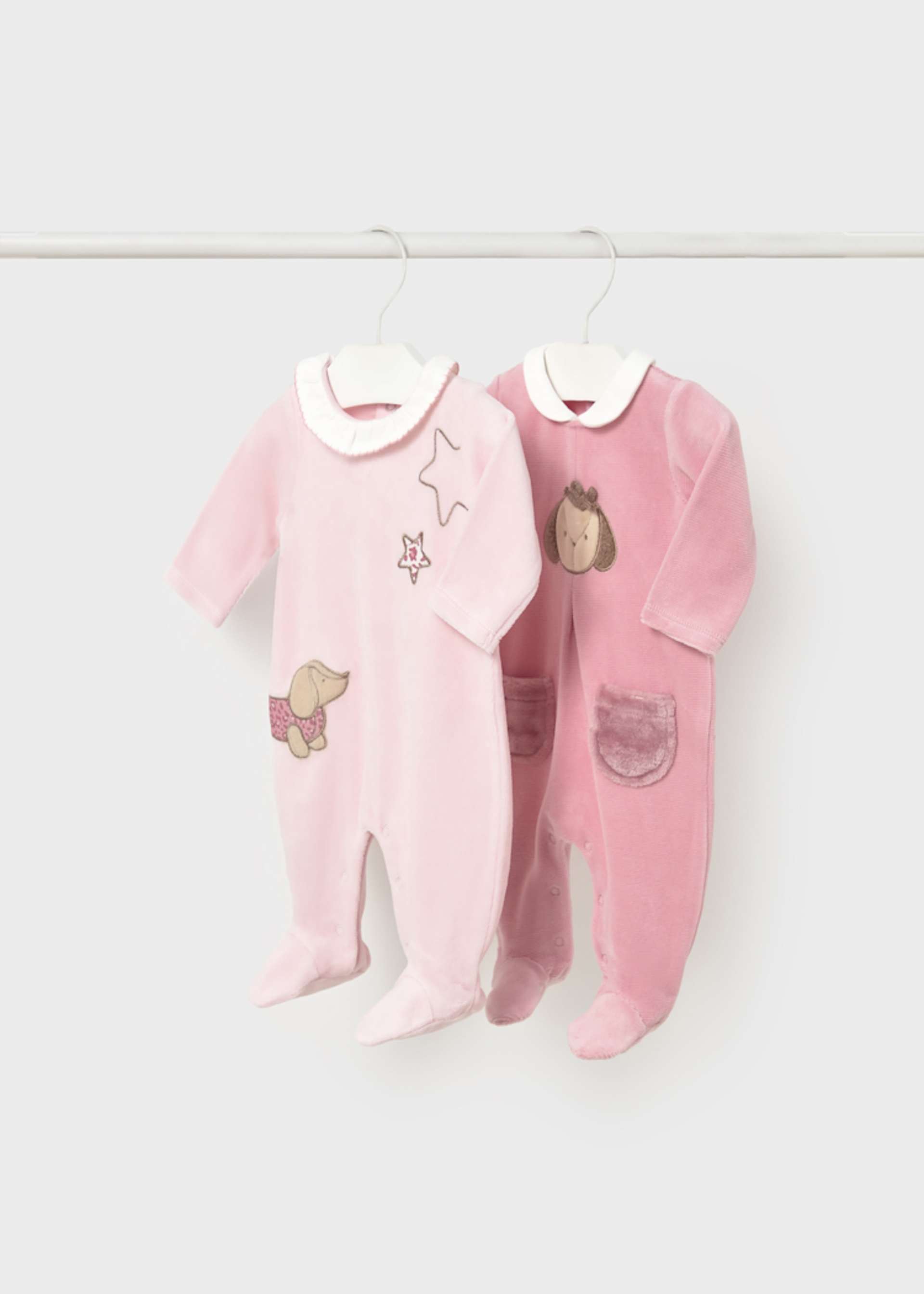 Pack 2 babygrows aveludados recém nascida