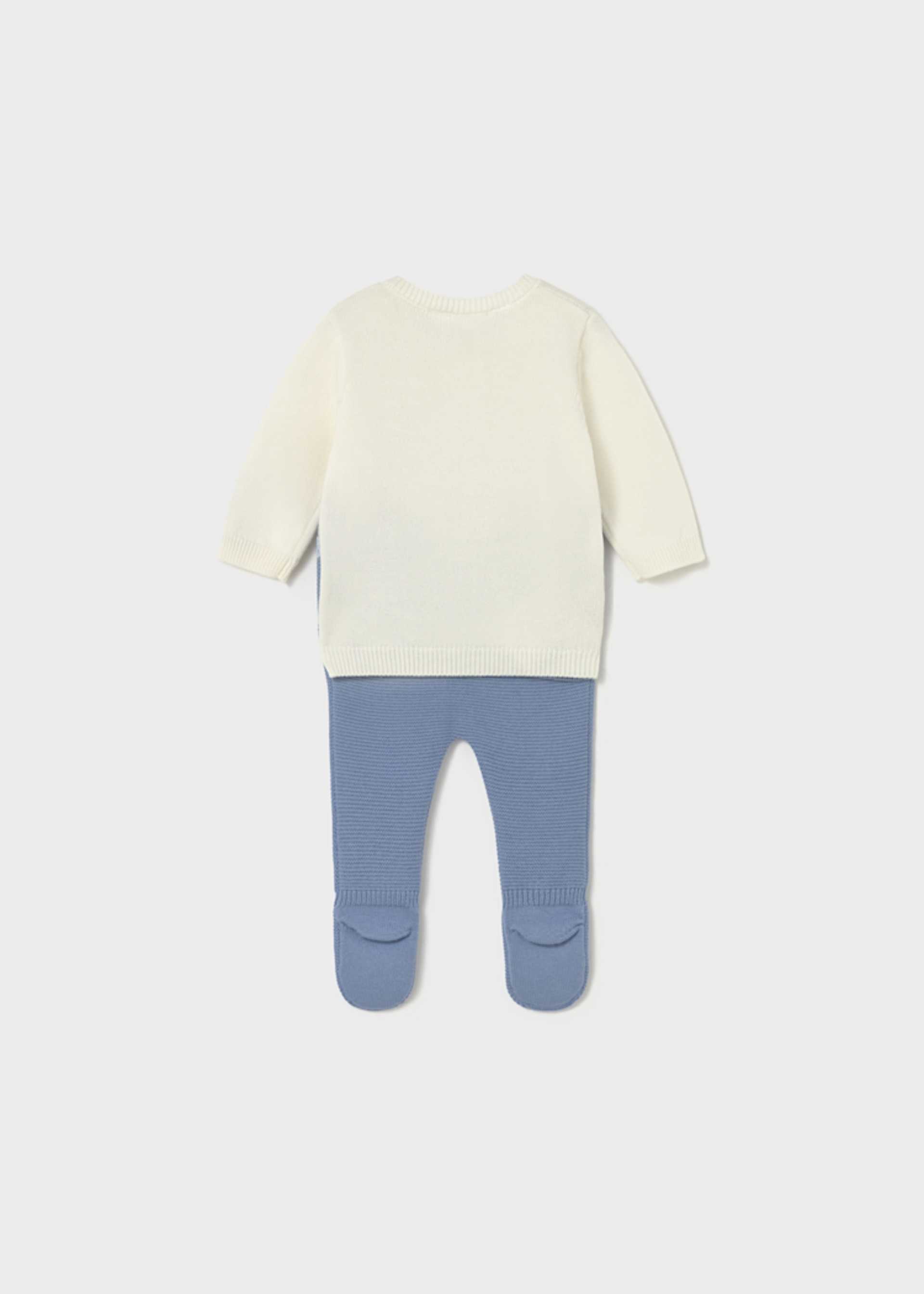 Ensemble guêtre et pull tricoté nouveau-né