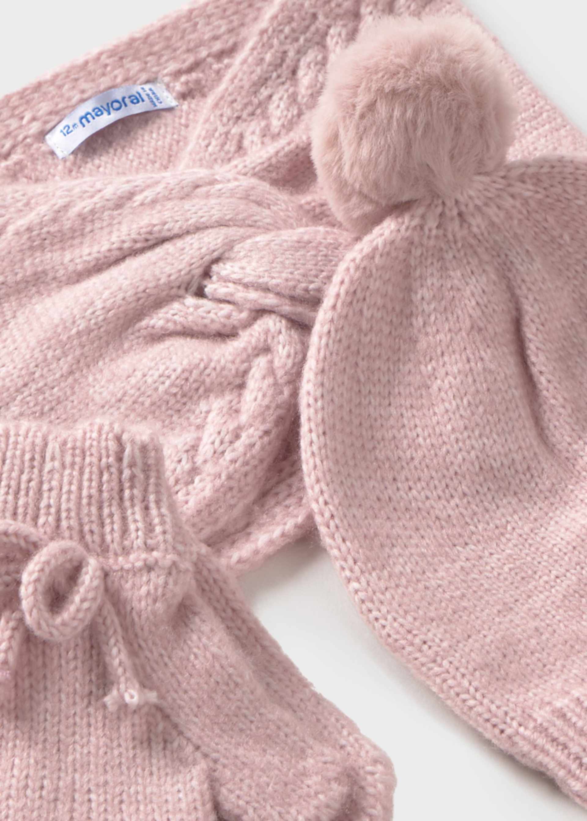 Set 3 pezzi cappello e collo neonata