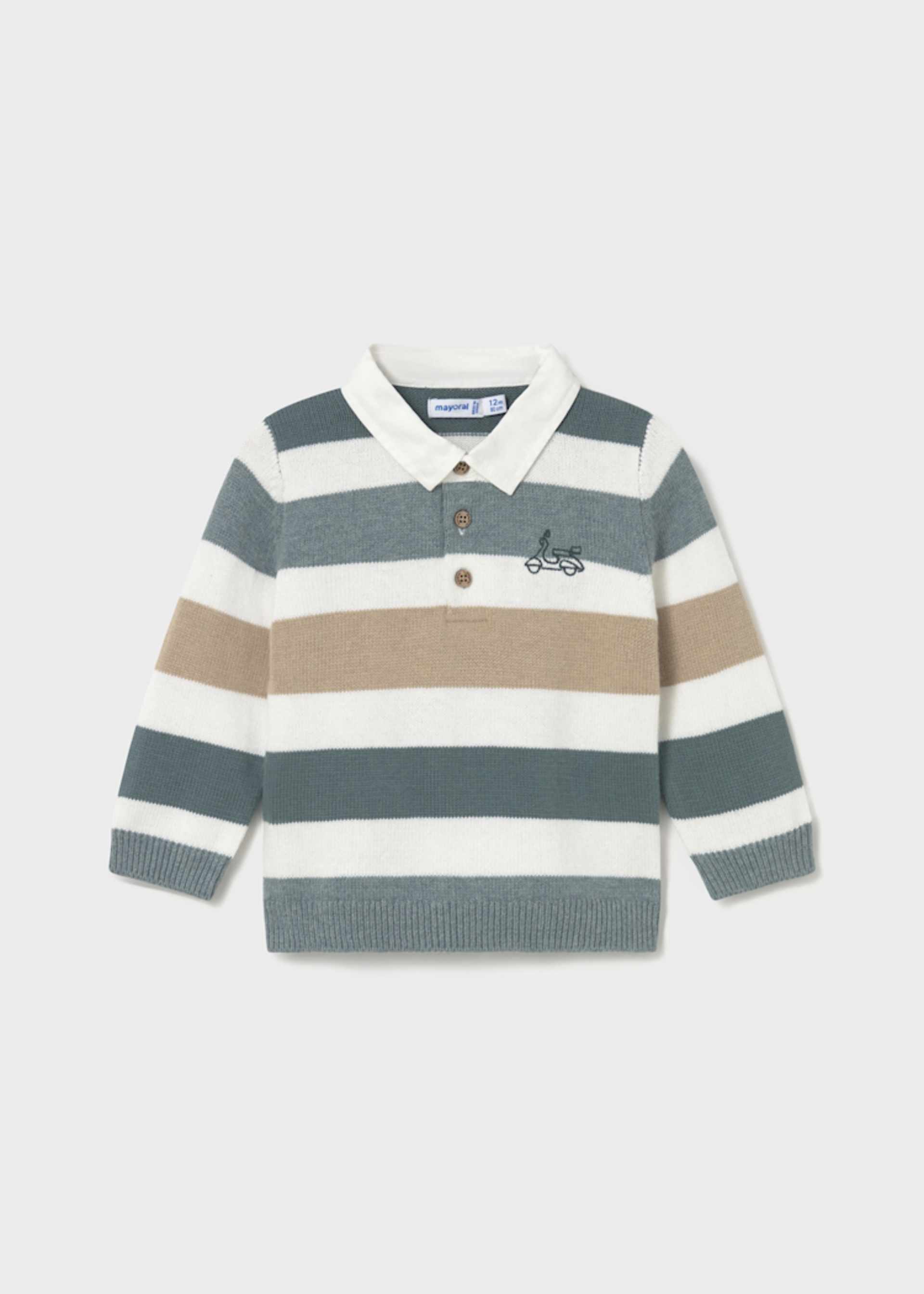 Pull à col polo rayé bébé