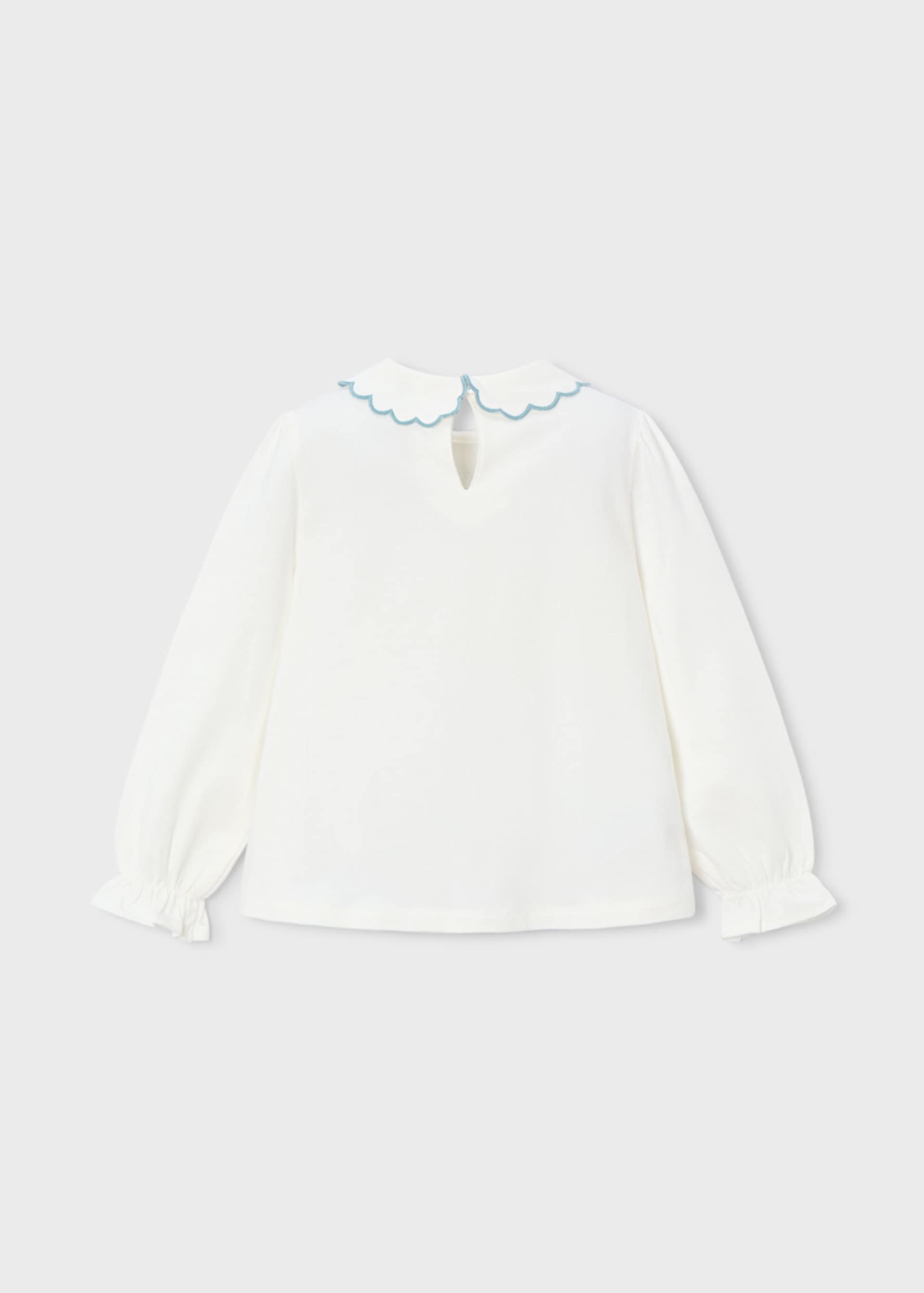 Blusa gola bordada menina