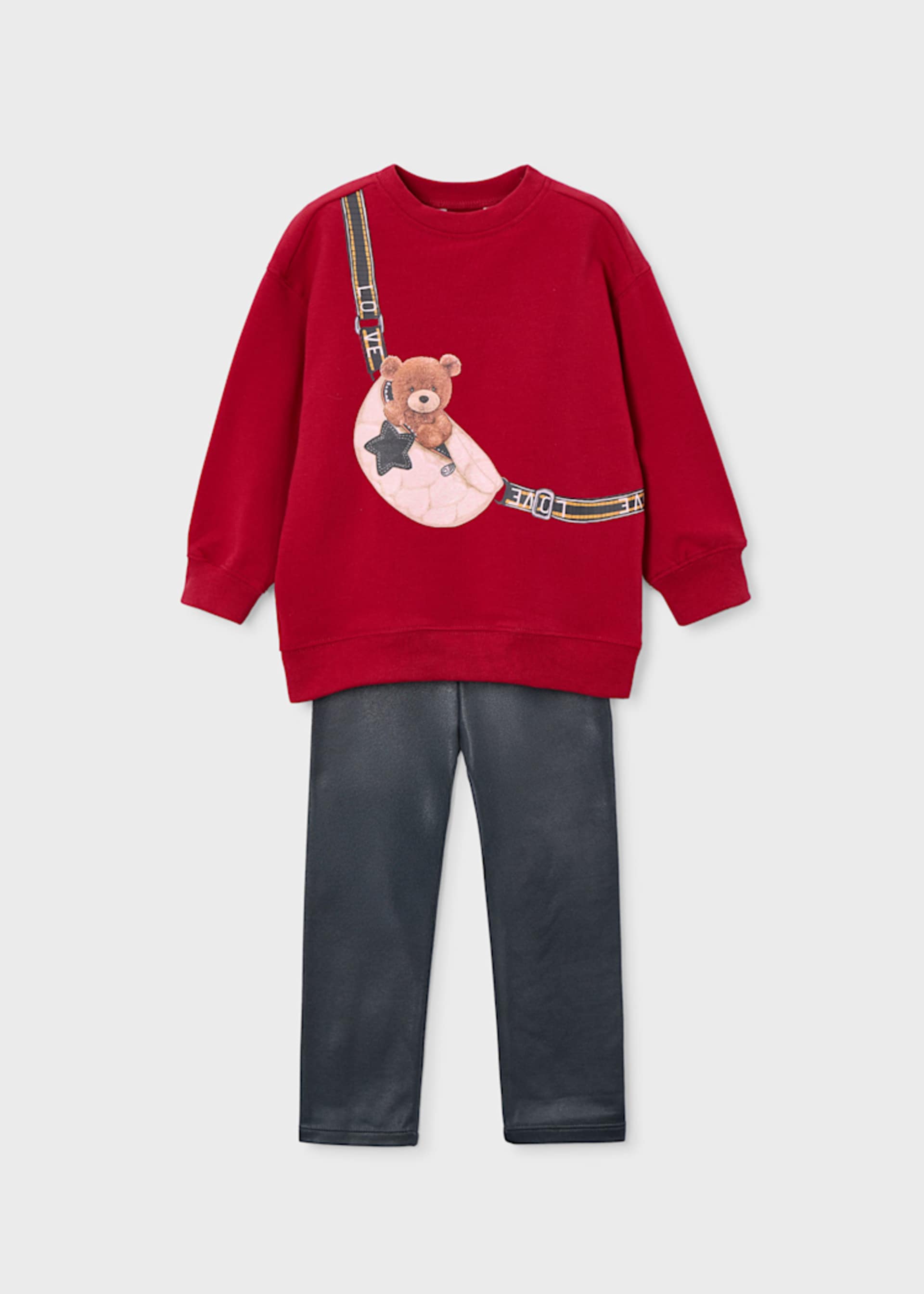 Girls legging and bear jumper set