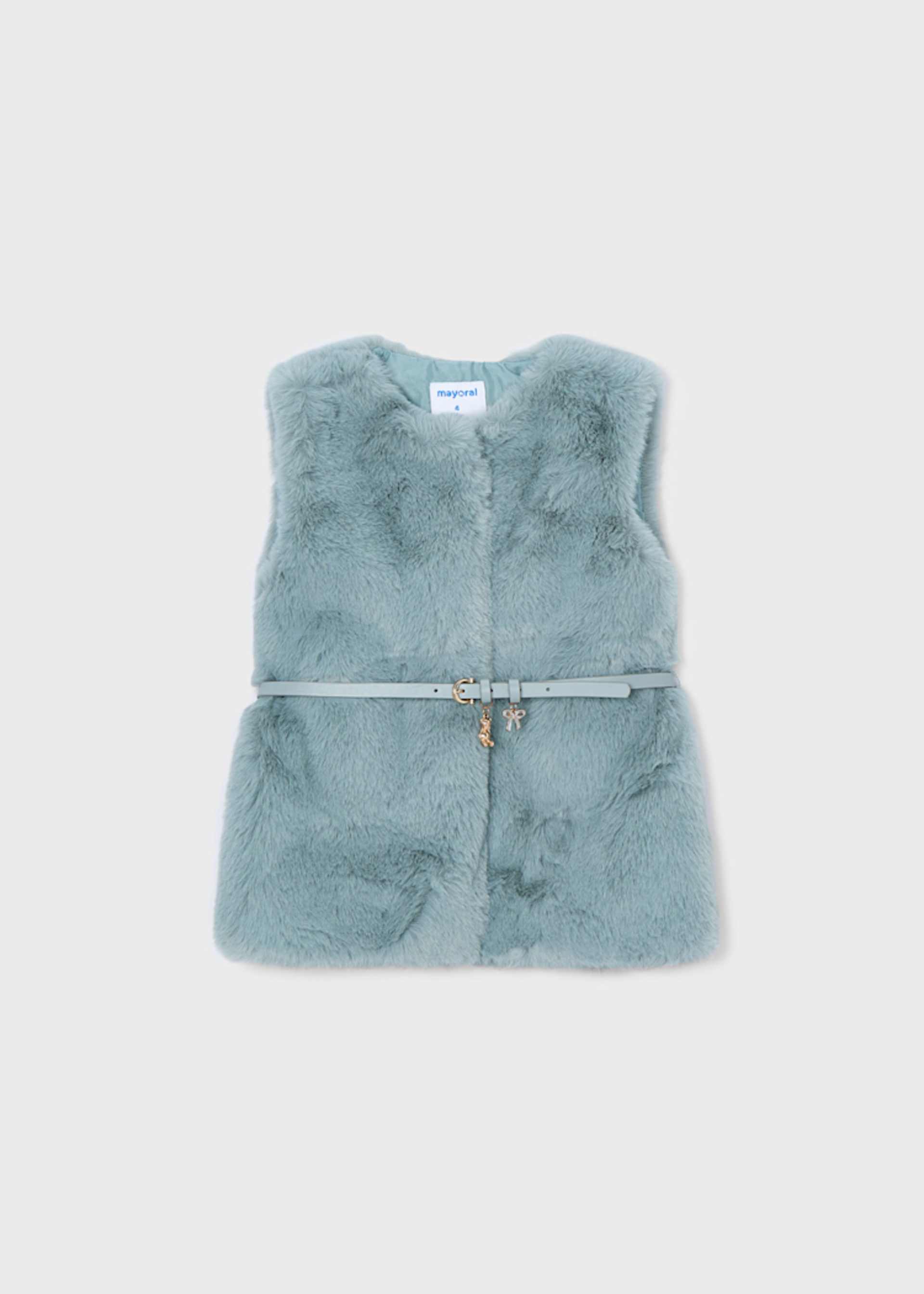 Girl Belted Faux Fur Vest