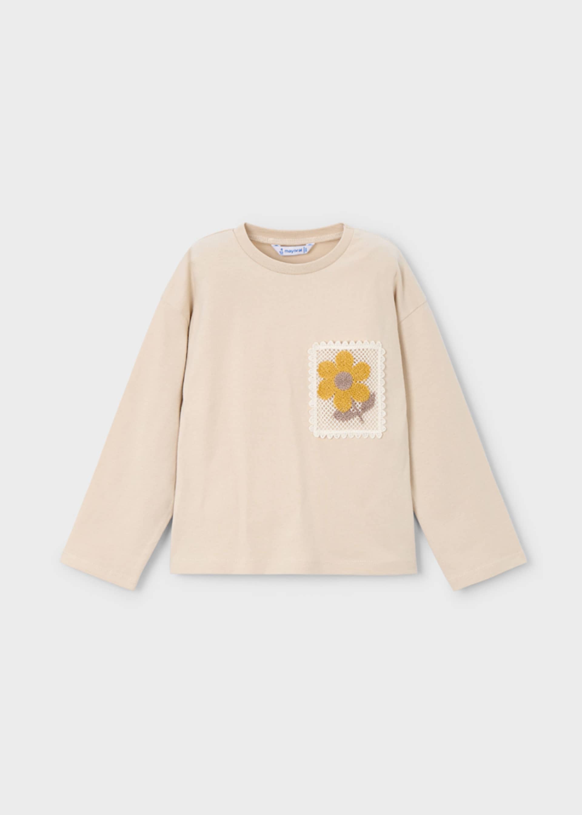 Playera bolsillo crochet niña