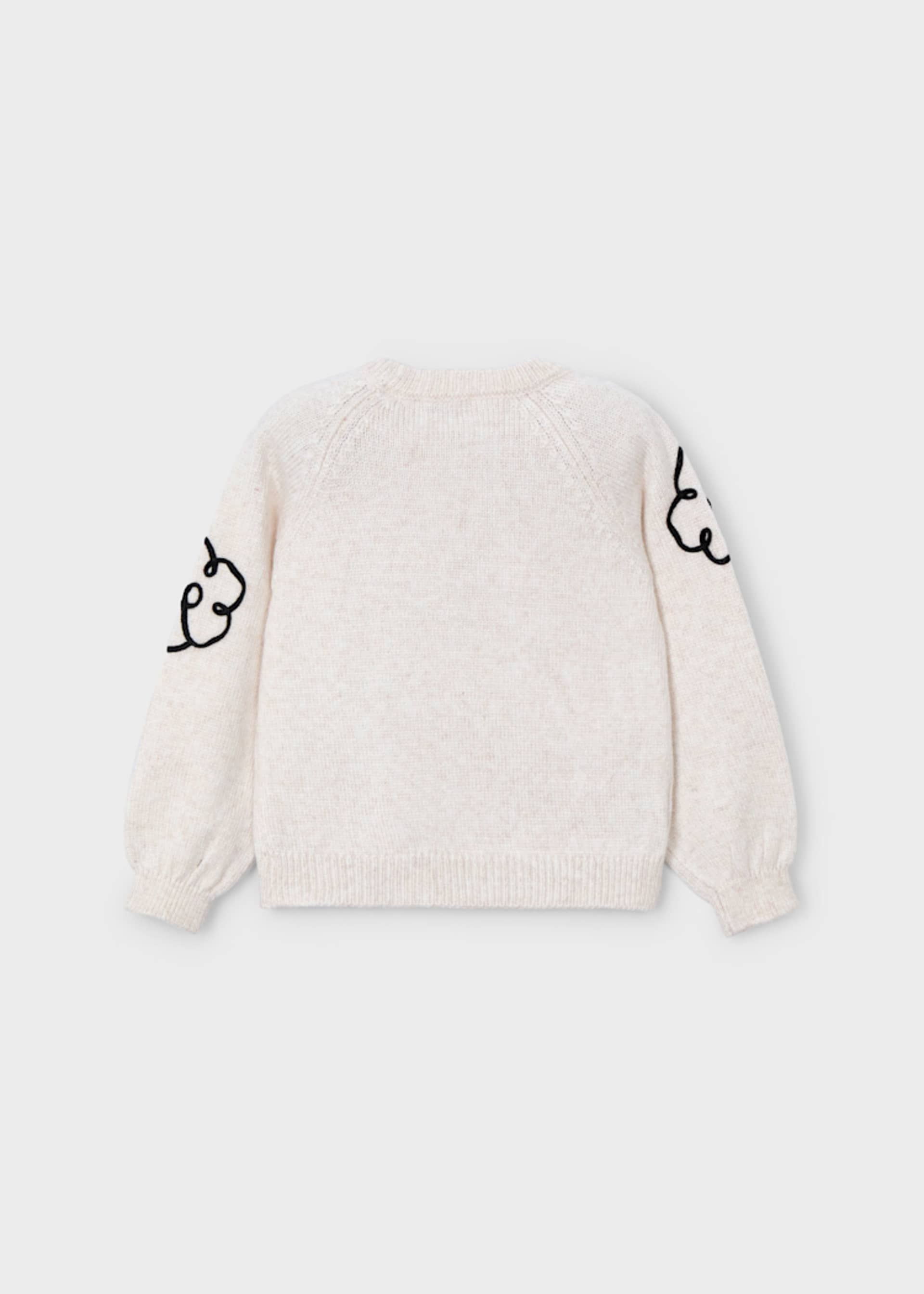 Girl Flowers Applique Knit Sweater