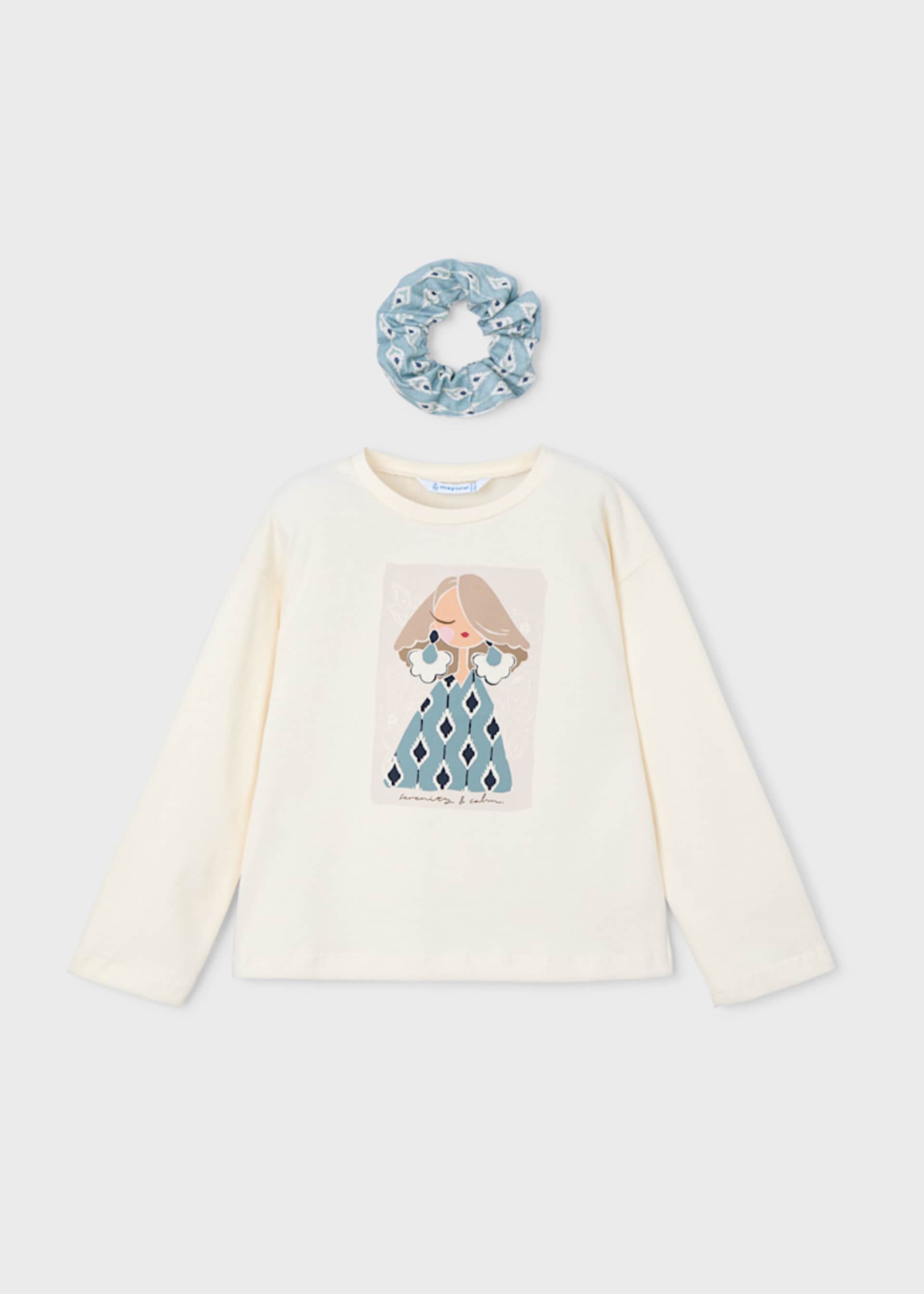 Girls long sleeved t-shirt with scrunchie