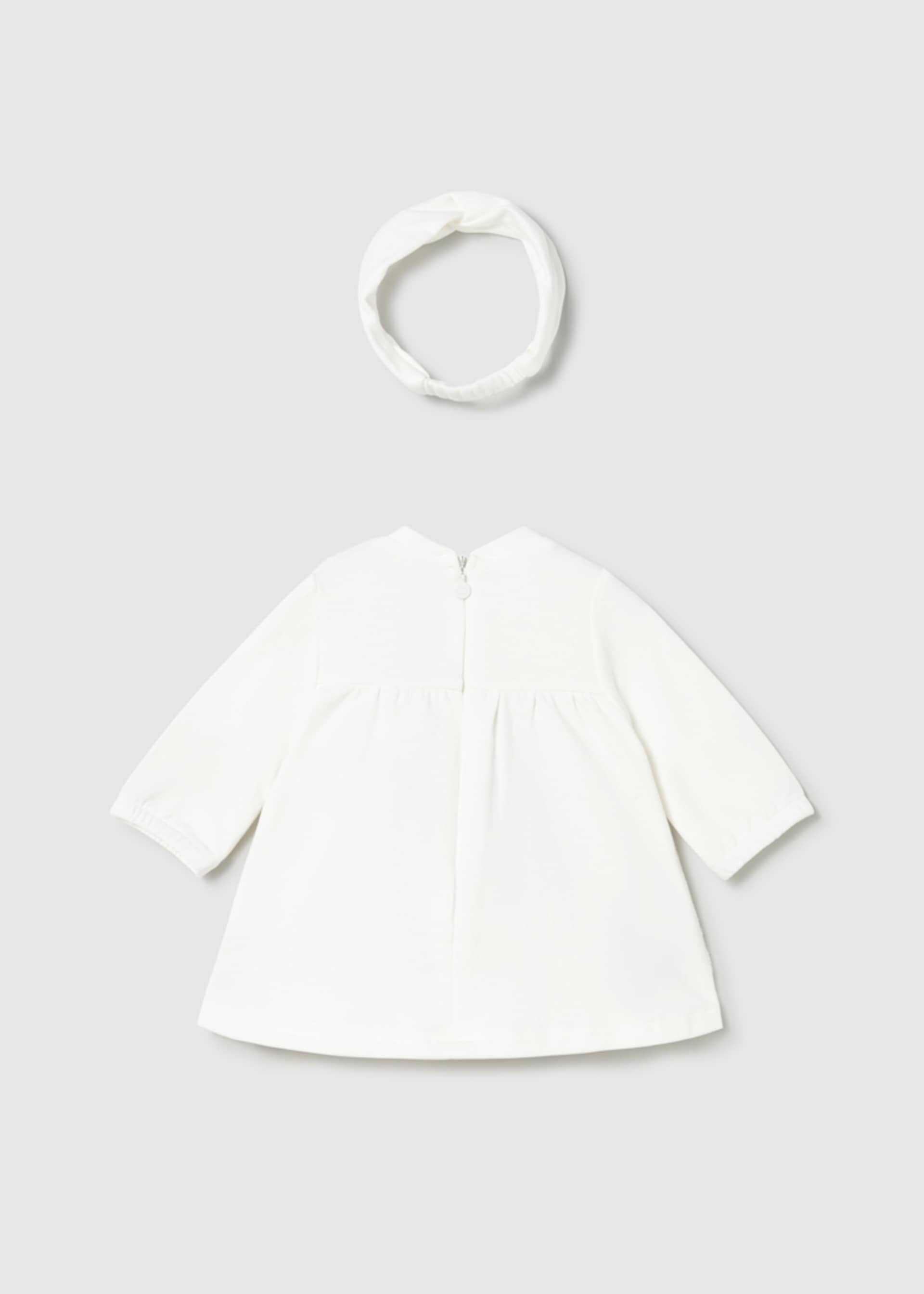 Vestido con bolsito y diadema recién nacida