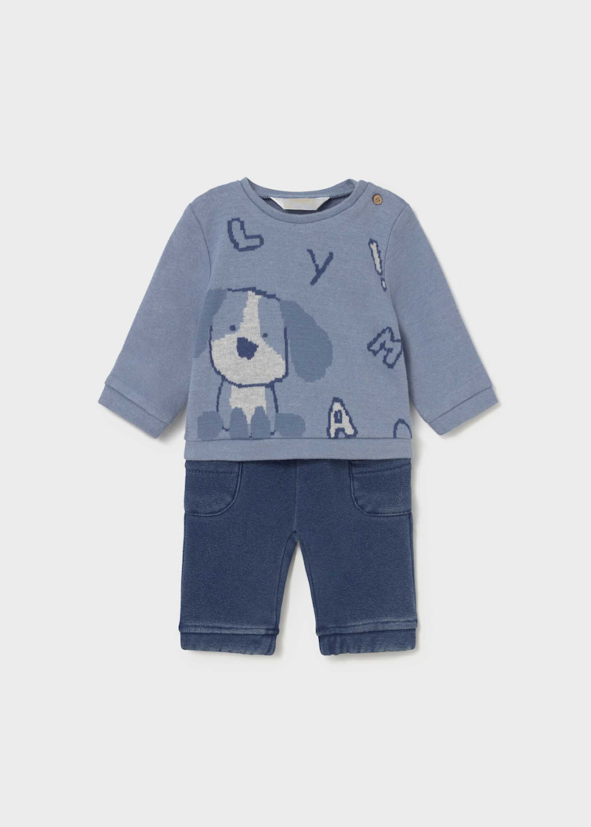 Conjunto pantalón y sudadera perrito recién nacido