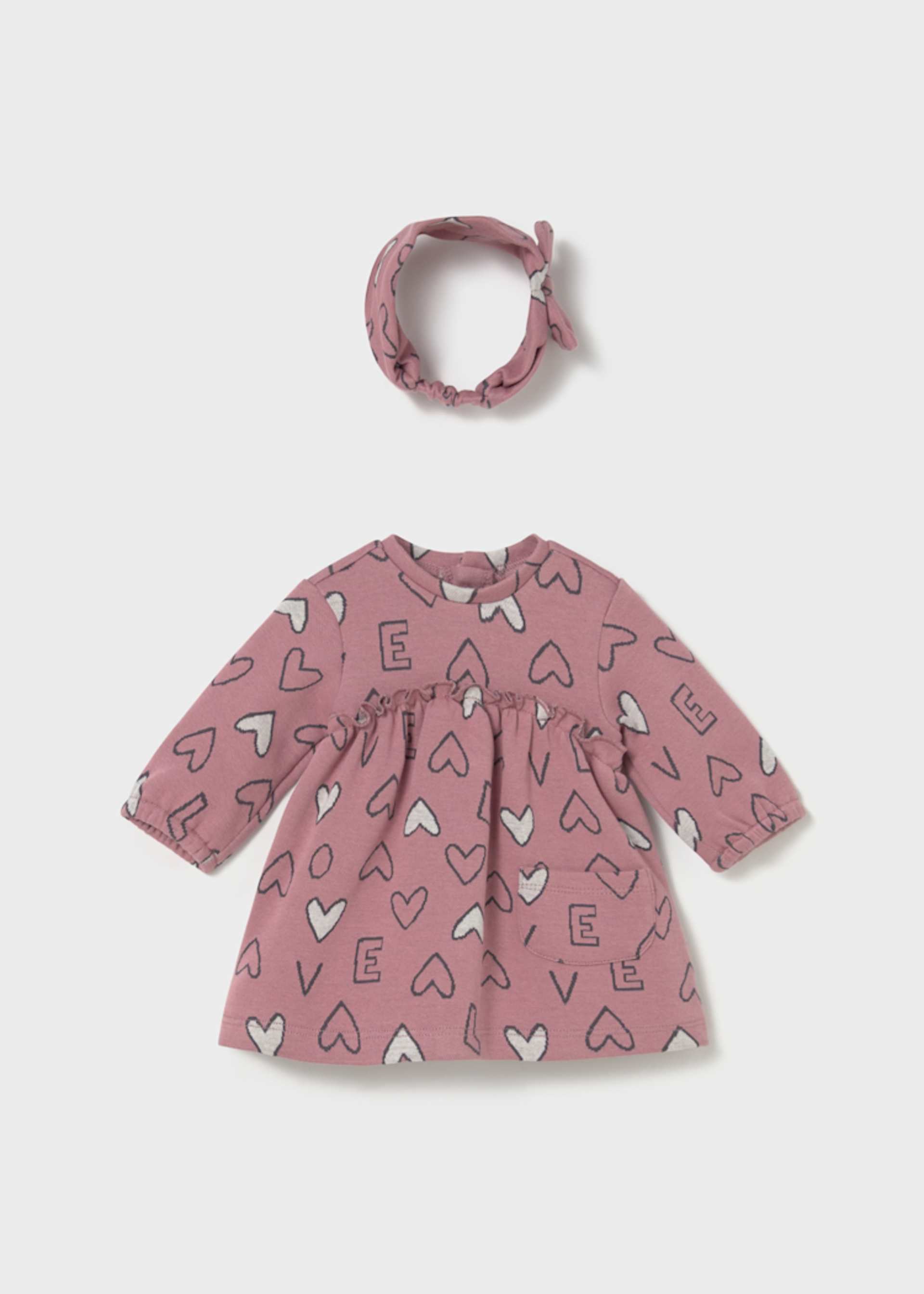 Newborn Girl Jacquard Dress with Headband