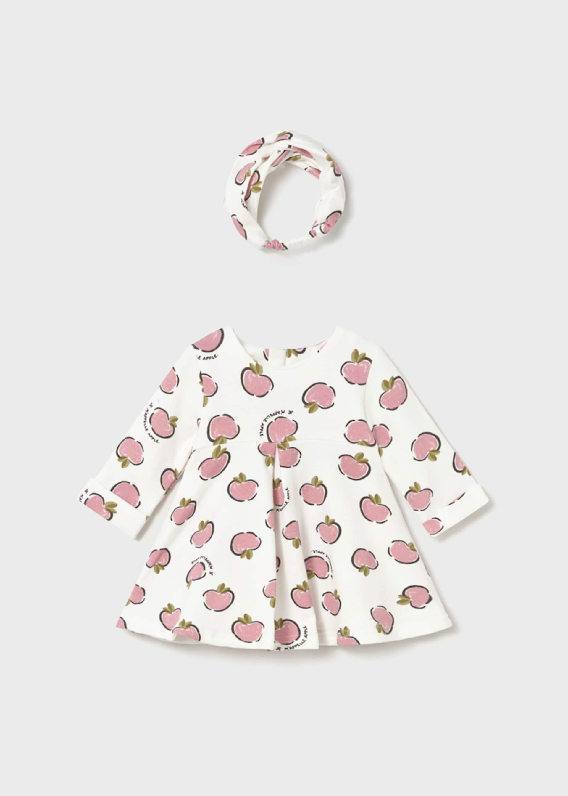 Newborn Girl Printed Dress with Headband