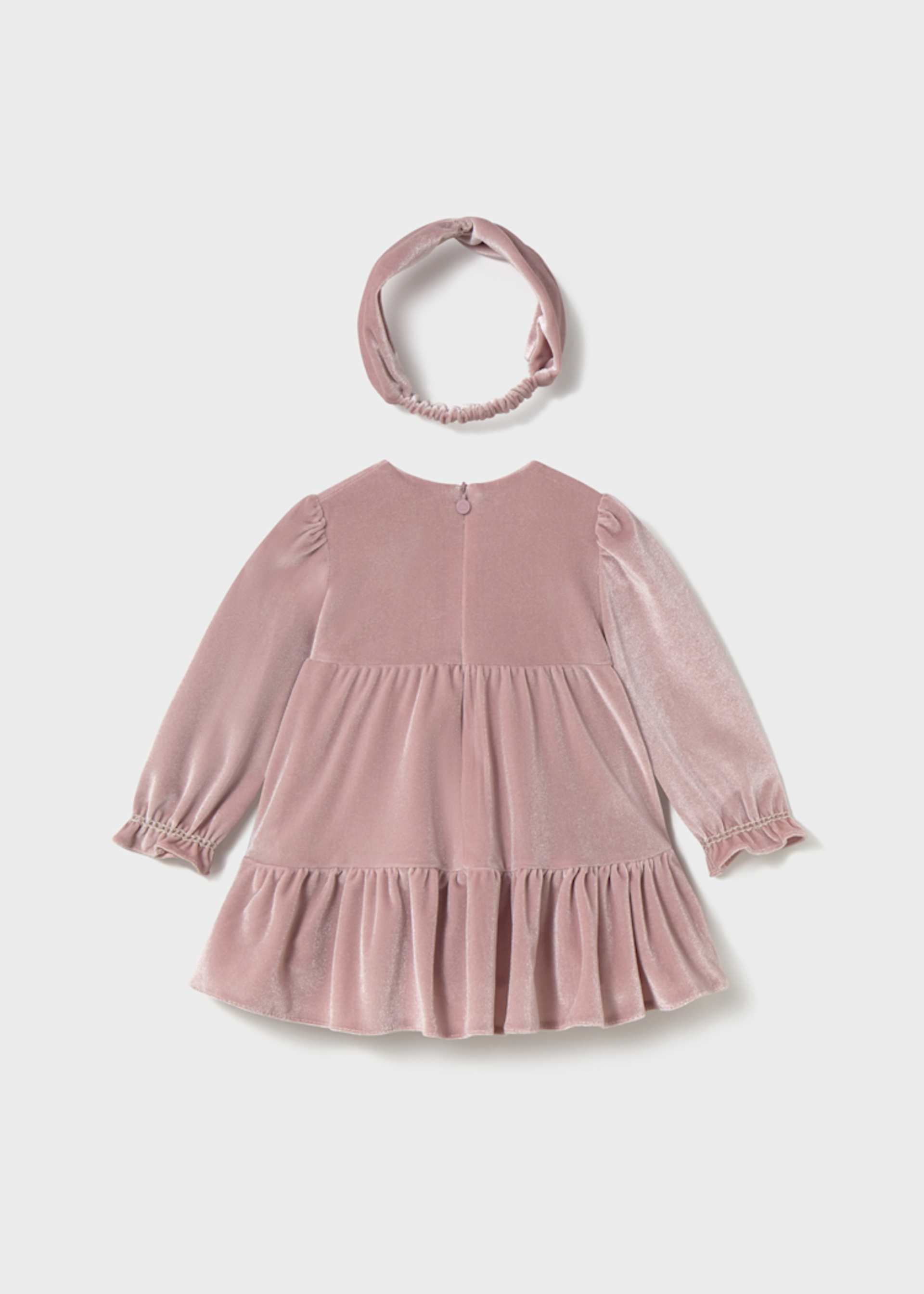 Vestido aveludado com fita bebé