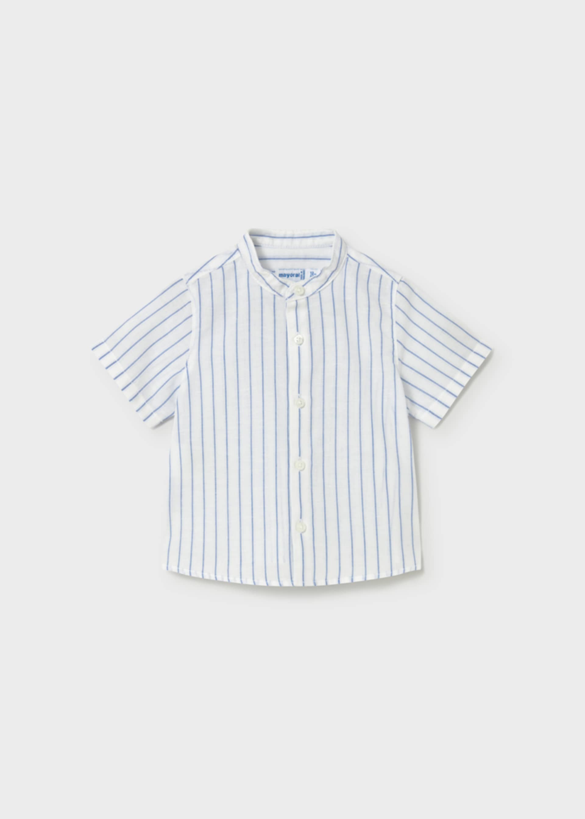 Linen shirt with baby mandarin collar