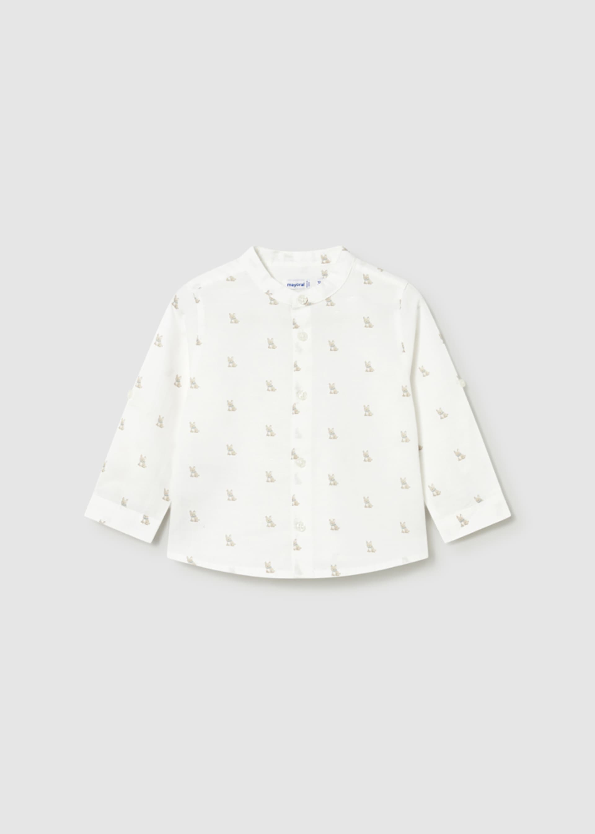 Chemise à manches longues en lin avec col mao bébé