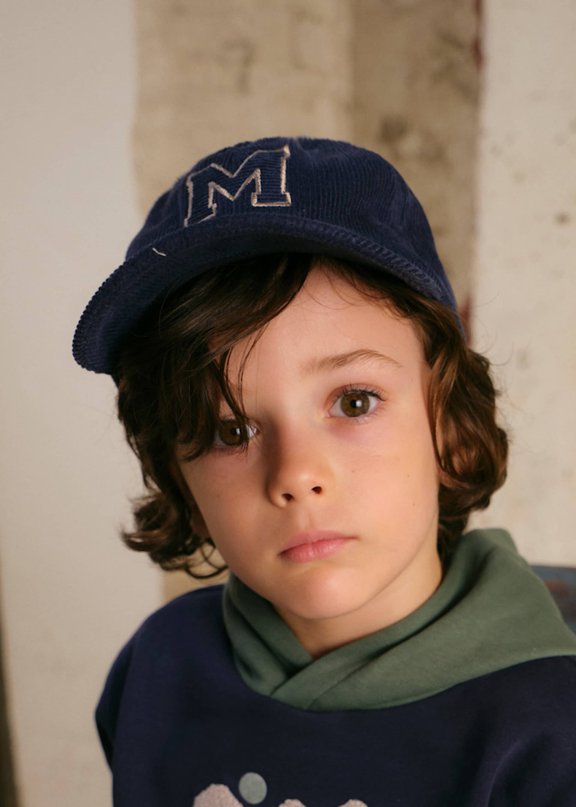 Casquette en velours côtelé brodéegarçon