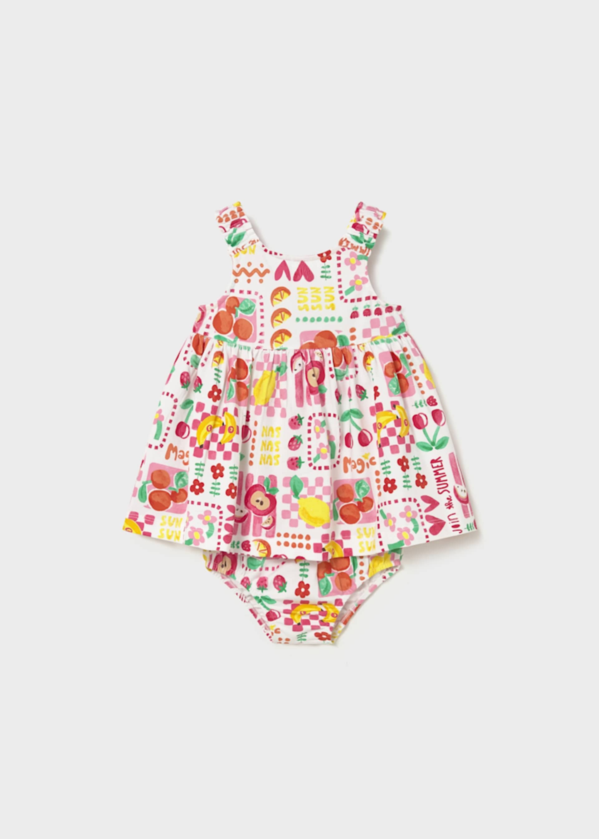 Vestido estampado com cuequinha bebé