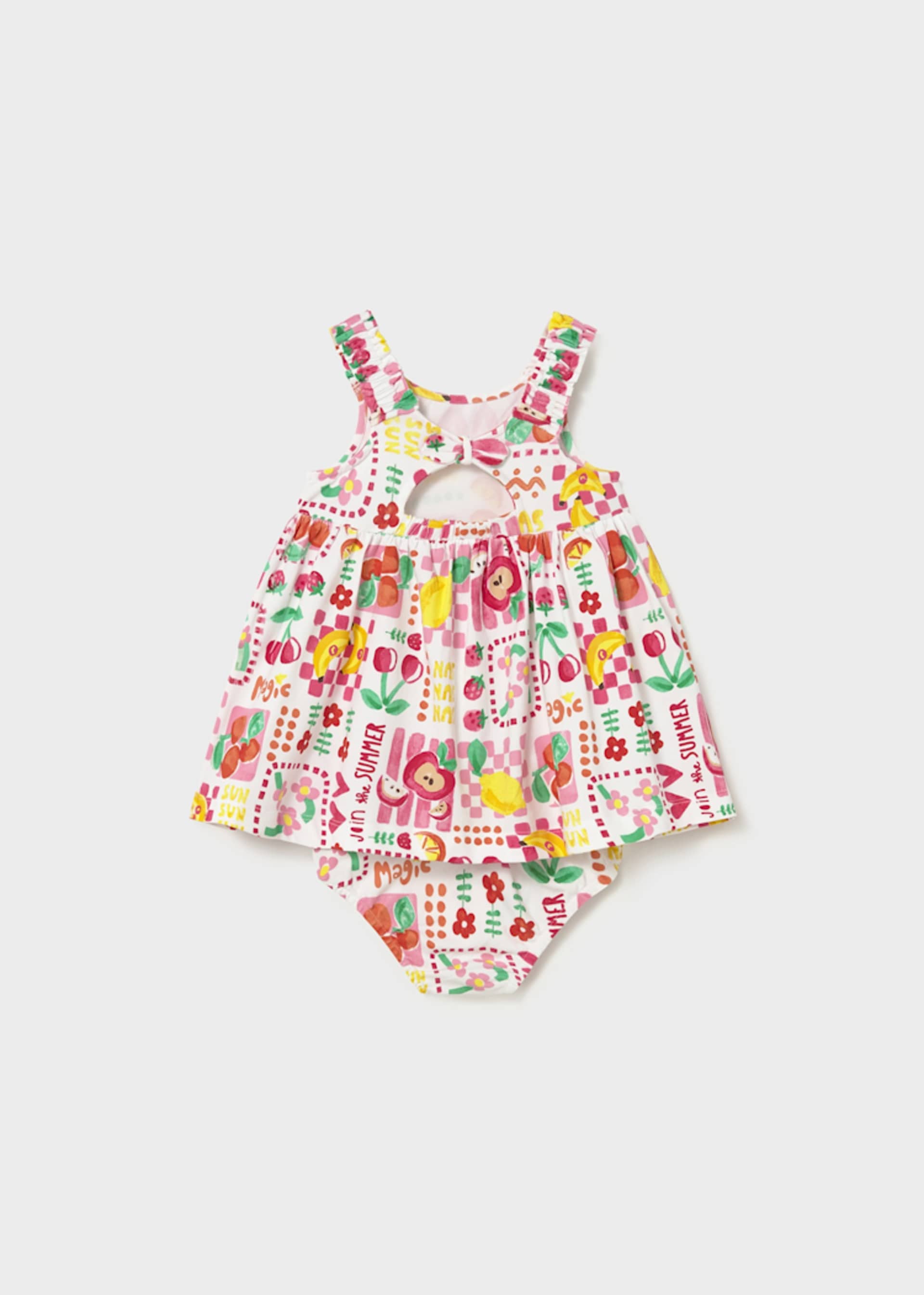 Vestido estampado com cuequinha bebé
