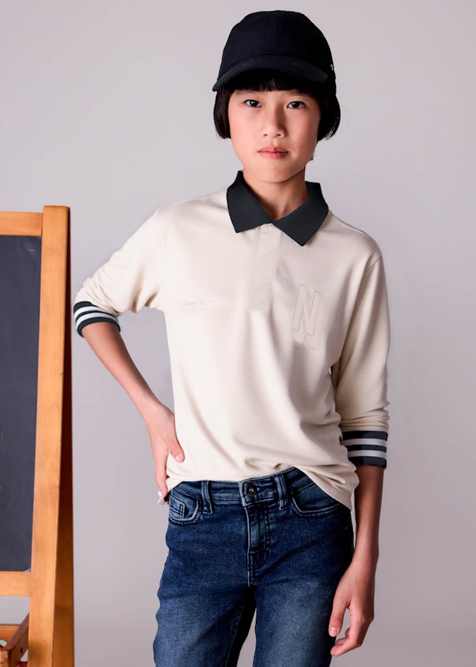 Boys contrast polo shirt