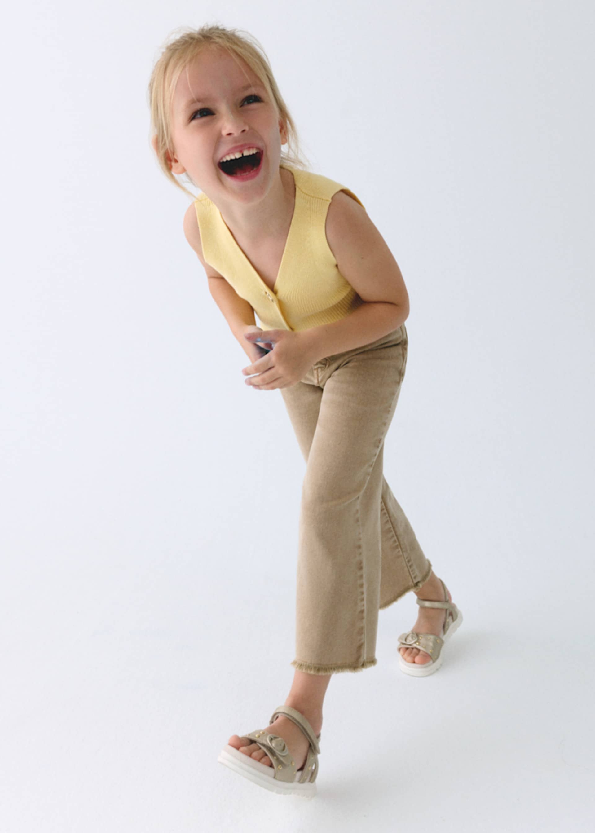 Pantalon en sergé wide leg fille Pantalon en sergé wide leg fille