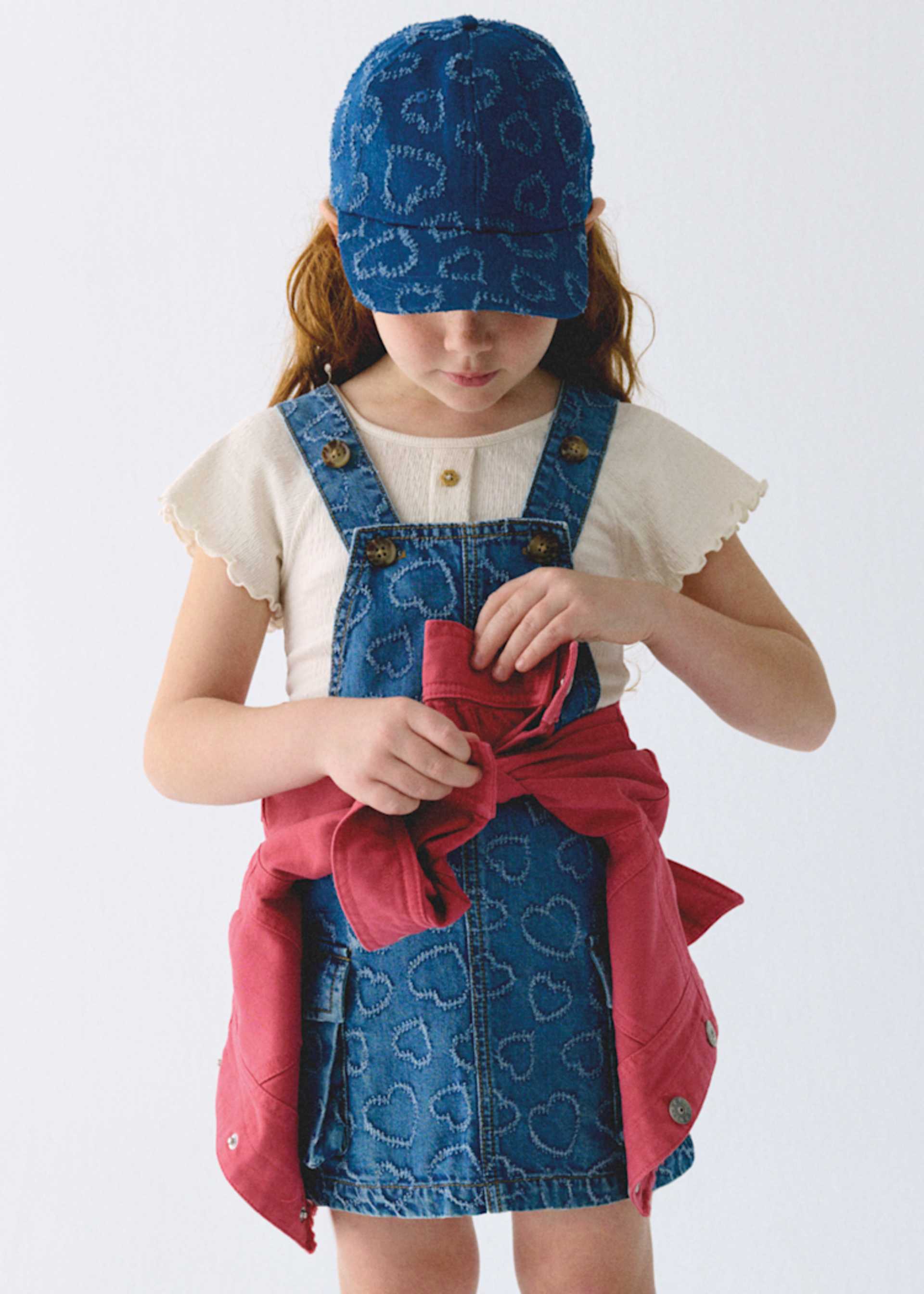 Flowing denim dungarees for girls