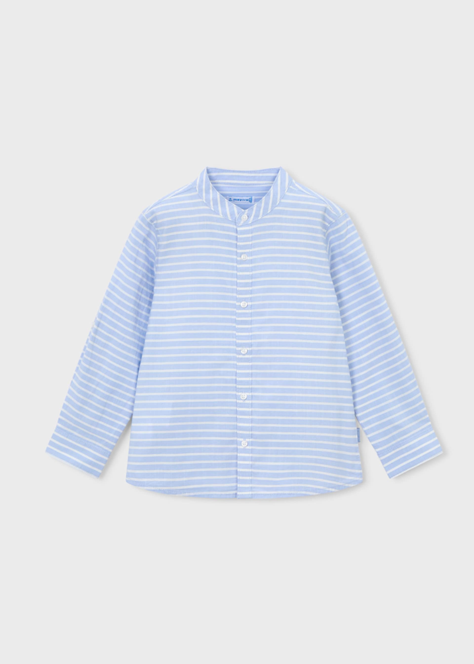 Chemise rayée à manches longues col mao garçon