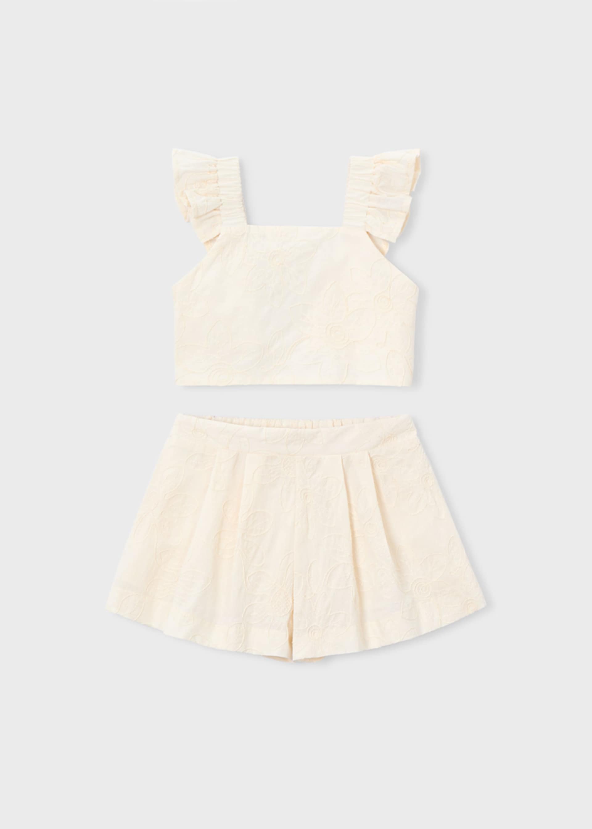 Ensemble bermuda et top à volants cérémonie fille