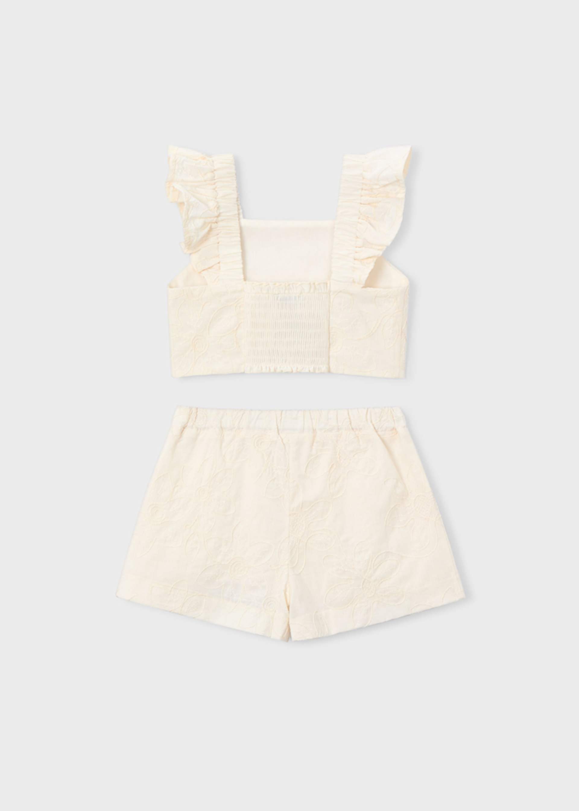 Completo con bermuda e top con volant cerimonia bambina