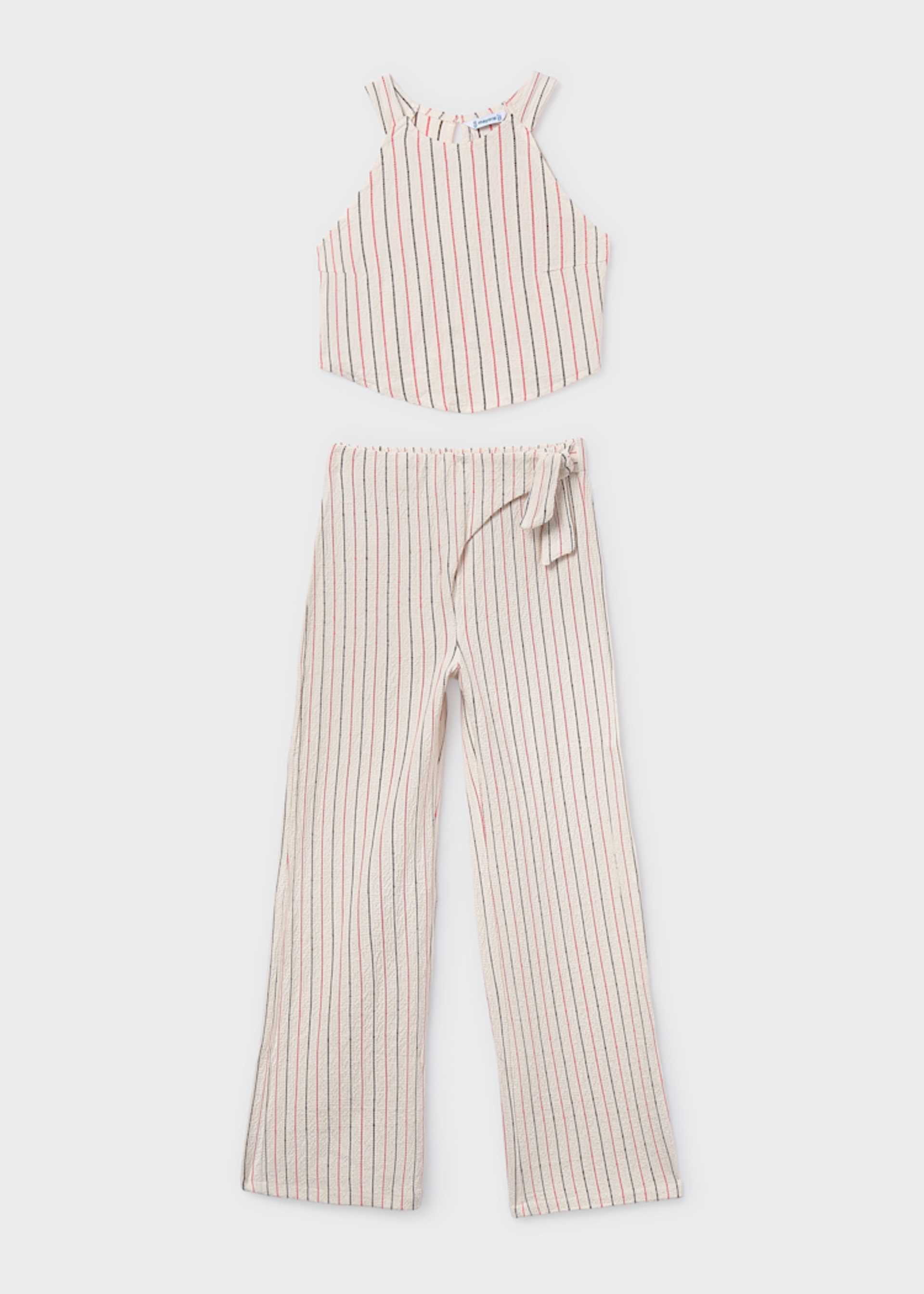 Completo pantalone e top righe ragazza