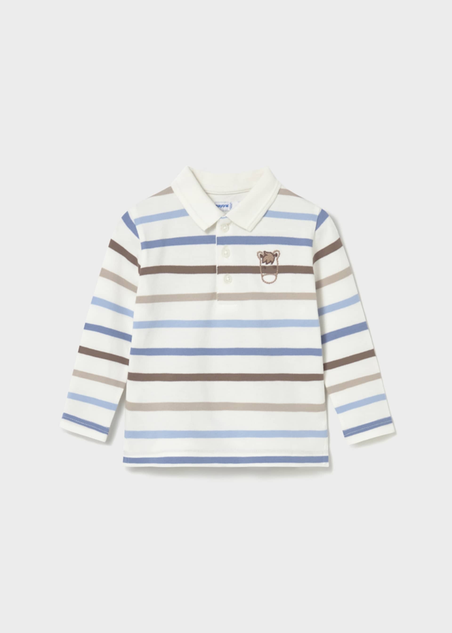 Striped pique polo shirt