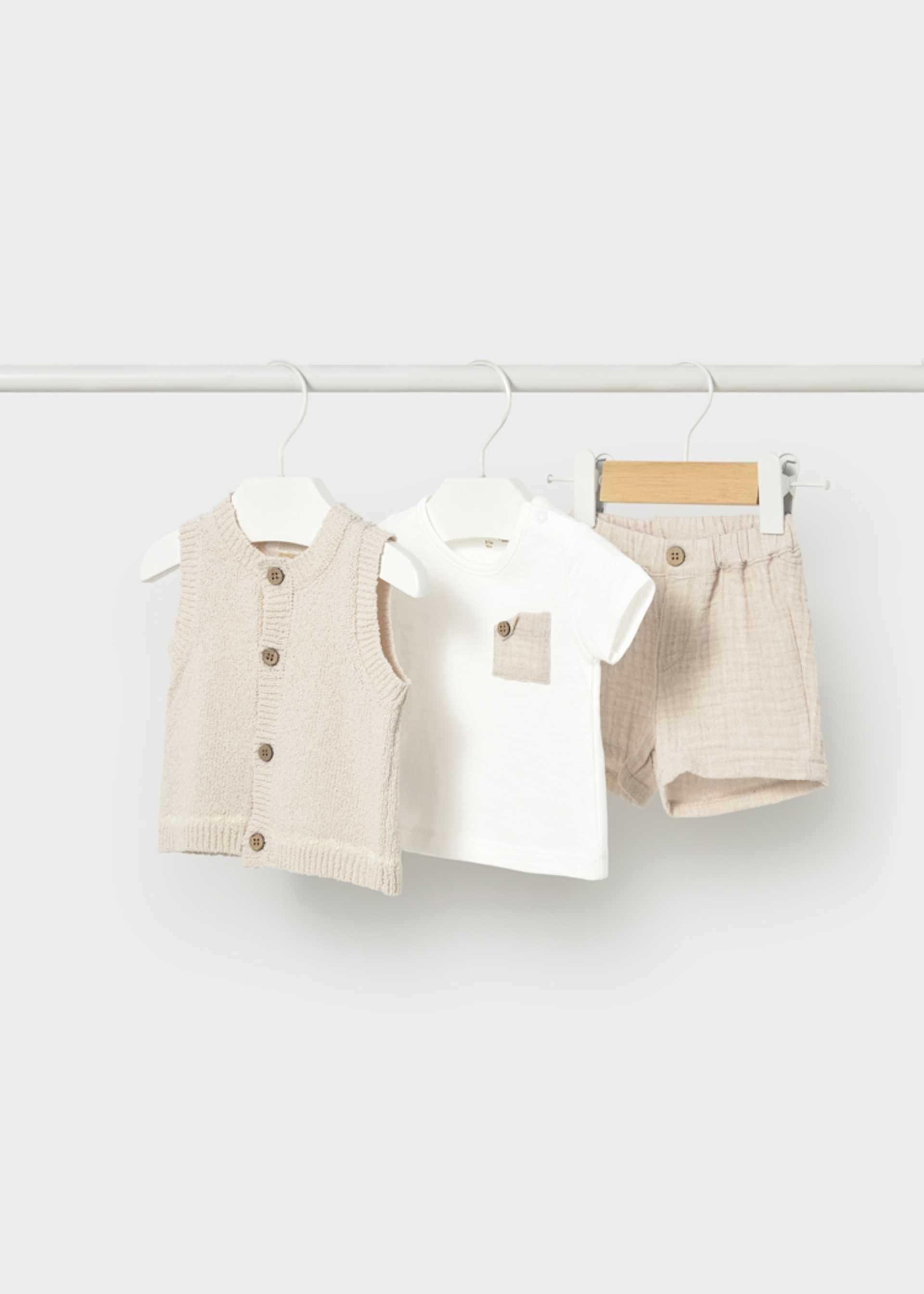 Set 3 pezzi con gilet neonato