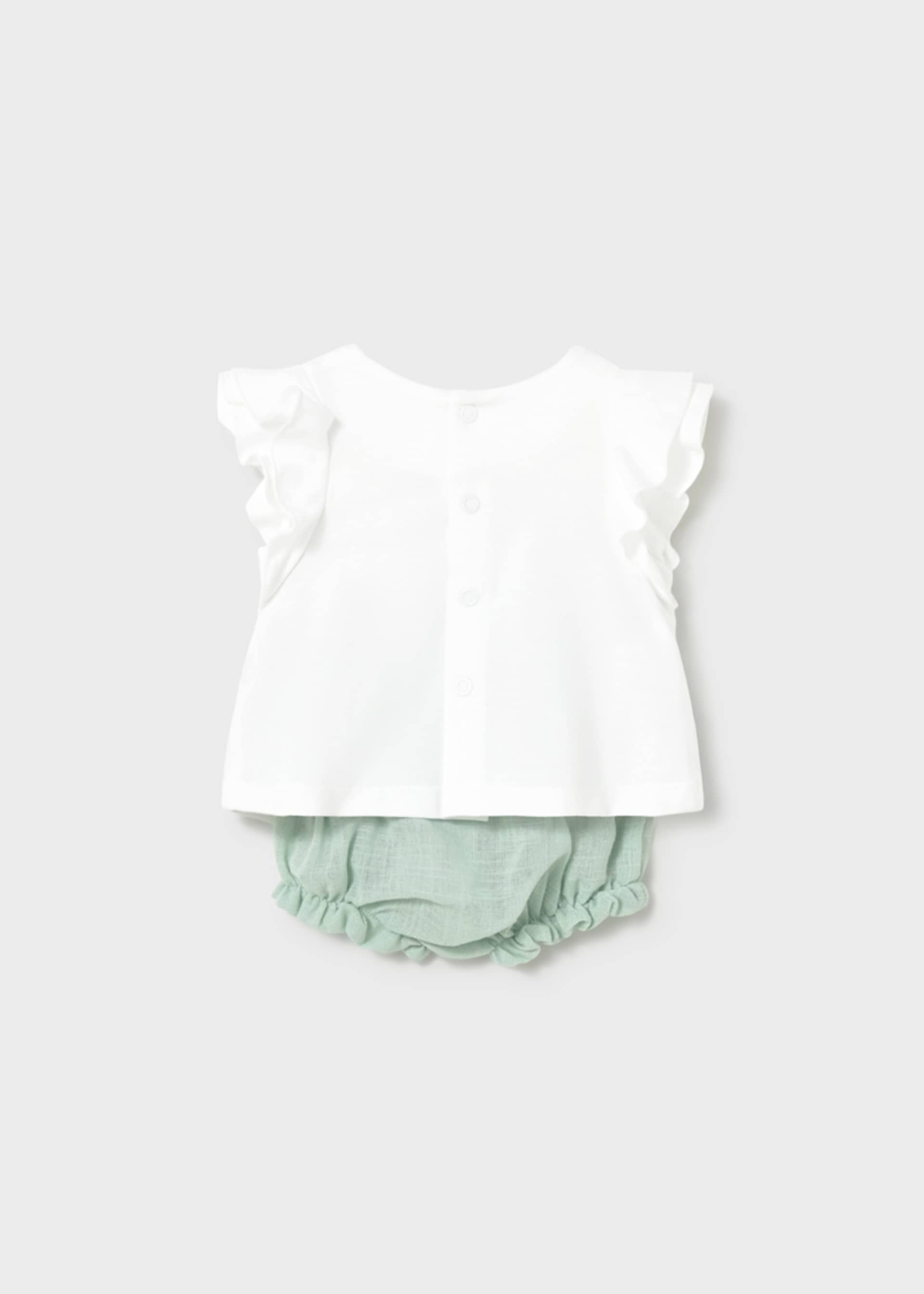 Completo pantalone e maglietta con fiore neonata