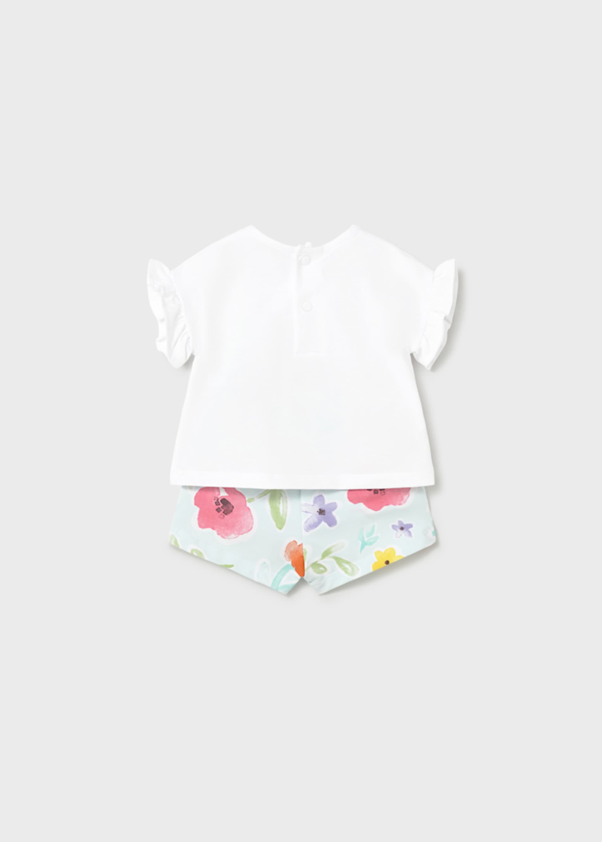 Conjunto pantalón corto estampado y camiseta recién nacida