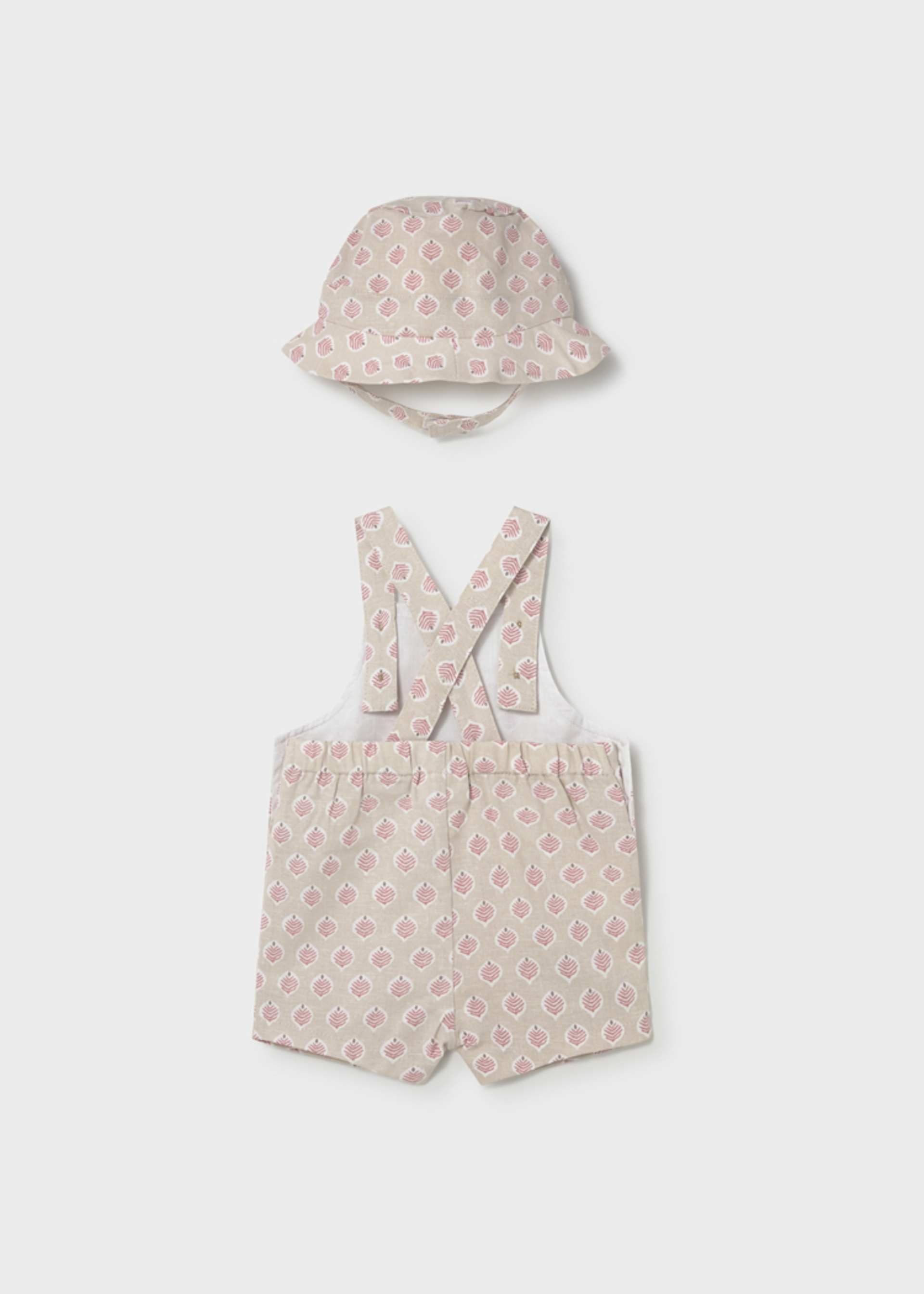 Newborn Boy Printed Dungaree and Hat Set