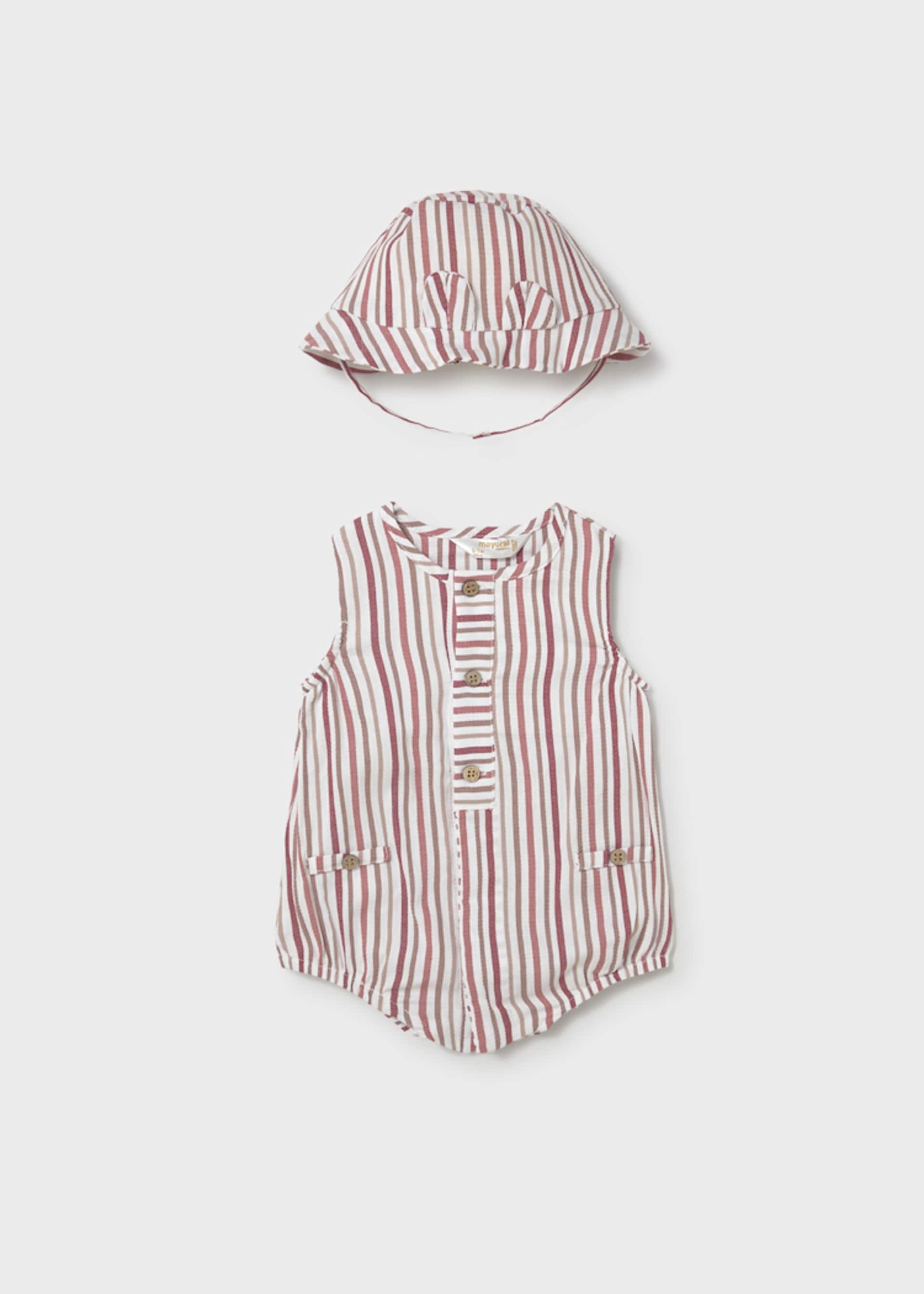 Newborn Boy Printed Romper with Hat Set