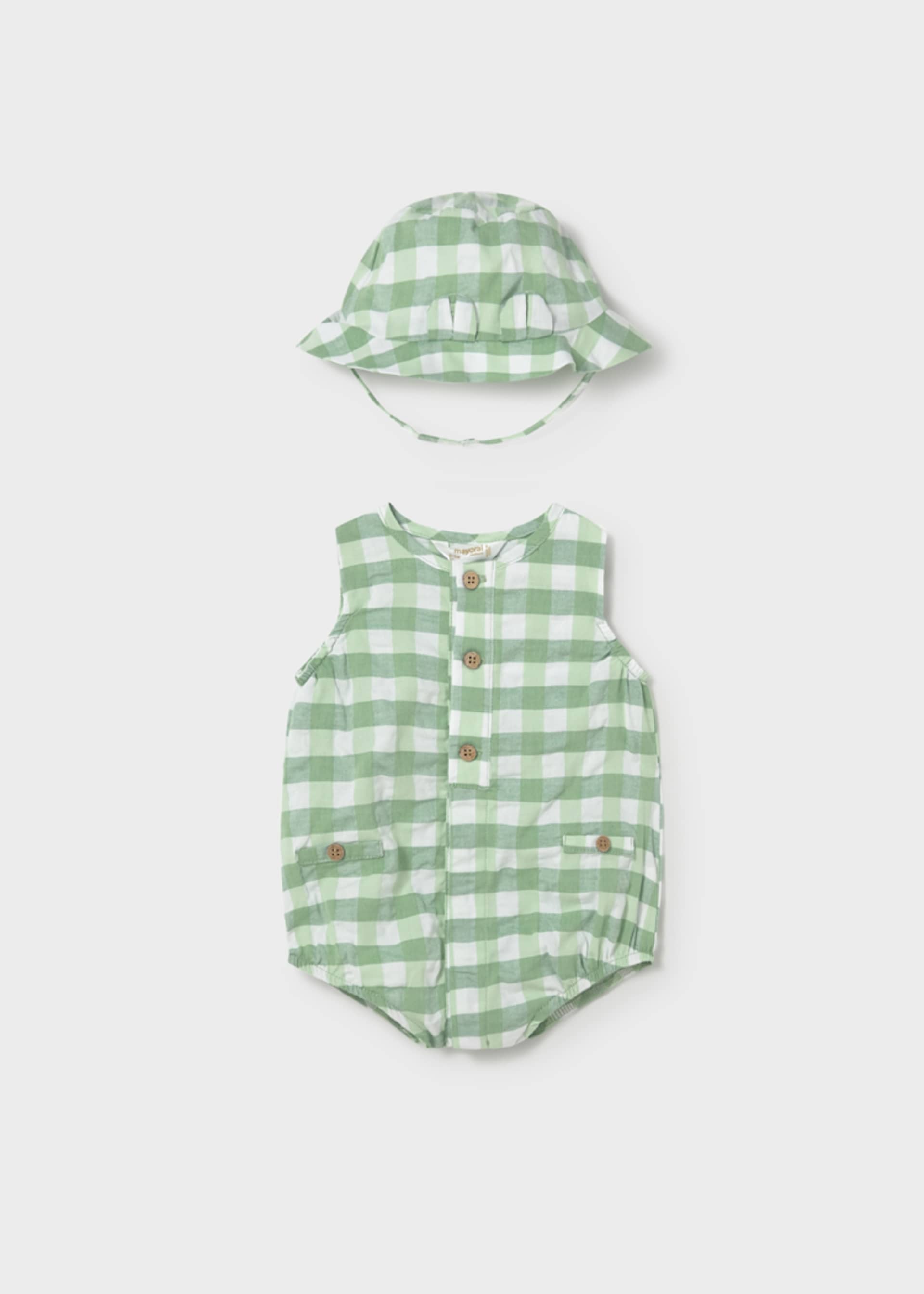 Newborn Boy Printed Romper with Hat Set