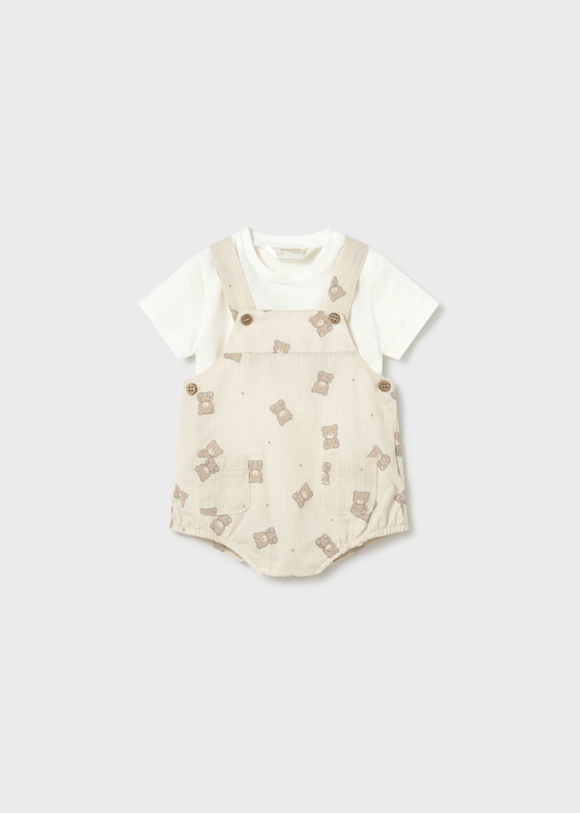 Jardineira estampado com t-shirt recém nascido