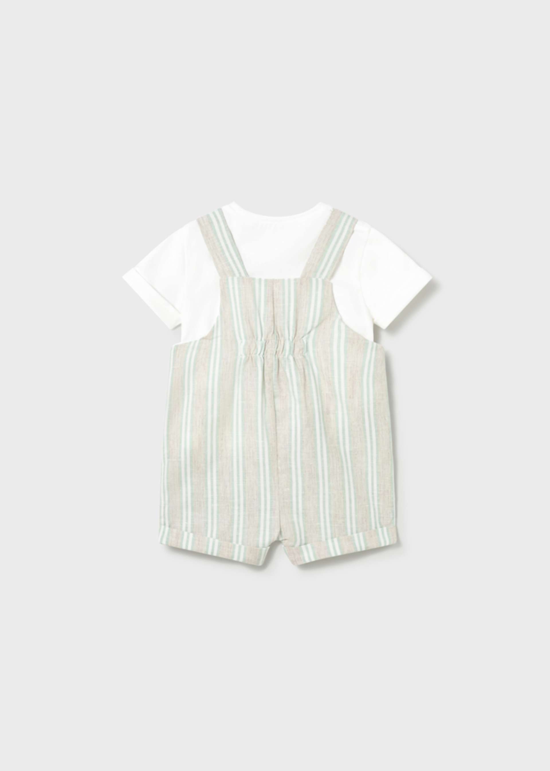 Conjunto jardineira riscas e t-shirt recém nascido