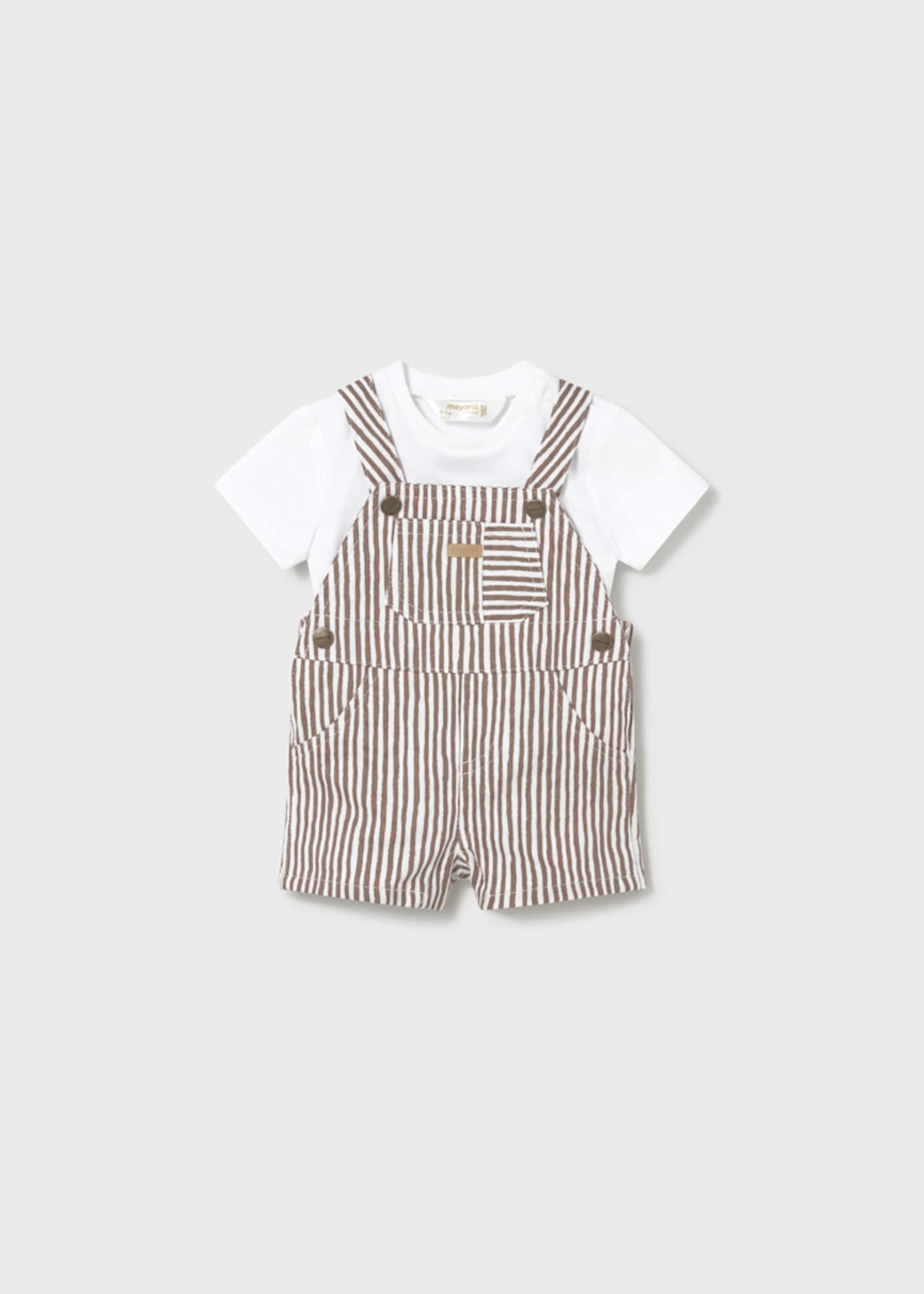 Mock dungarees with newborn hat