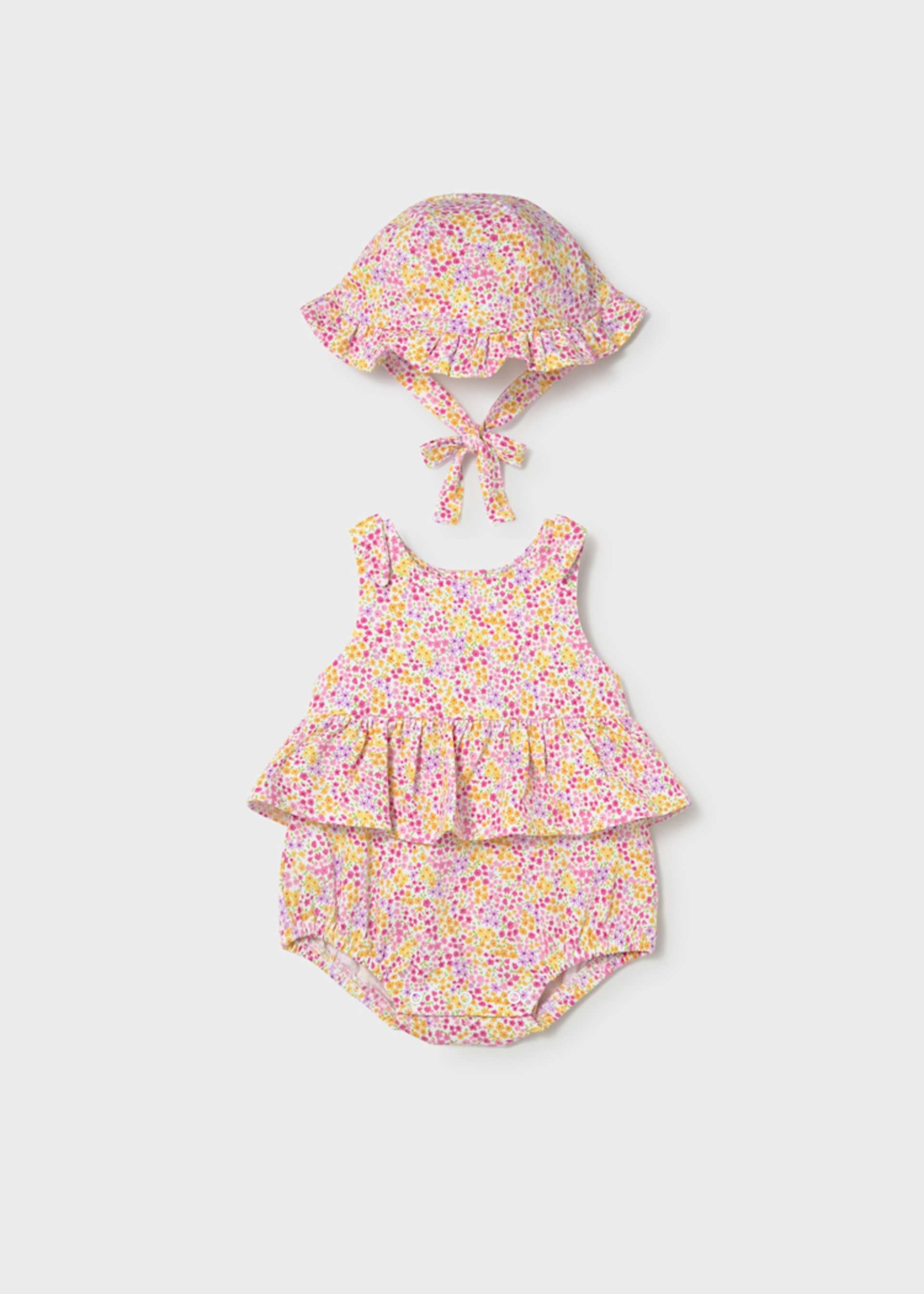 Print romper newborn with hat