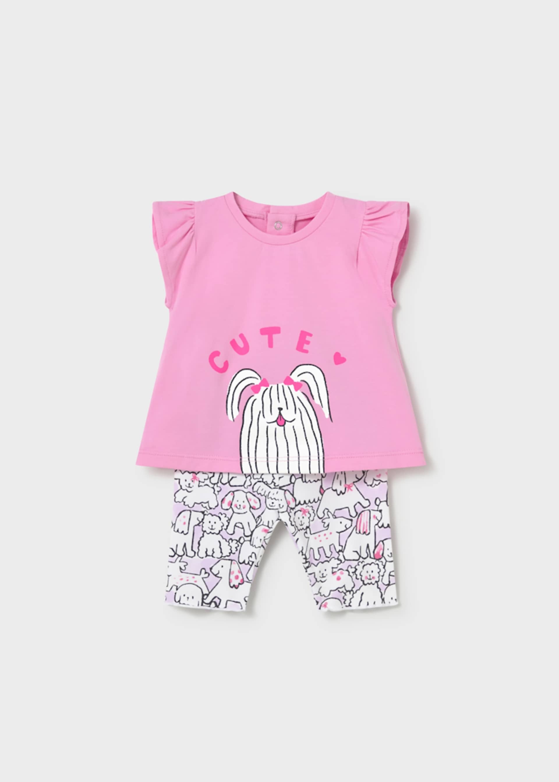 Conjunto leggings estampado e t-shirt recém nascida