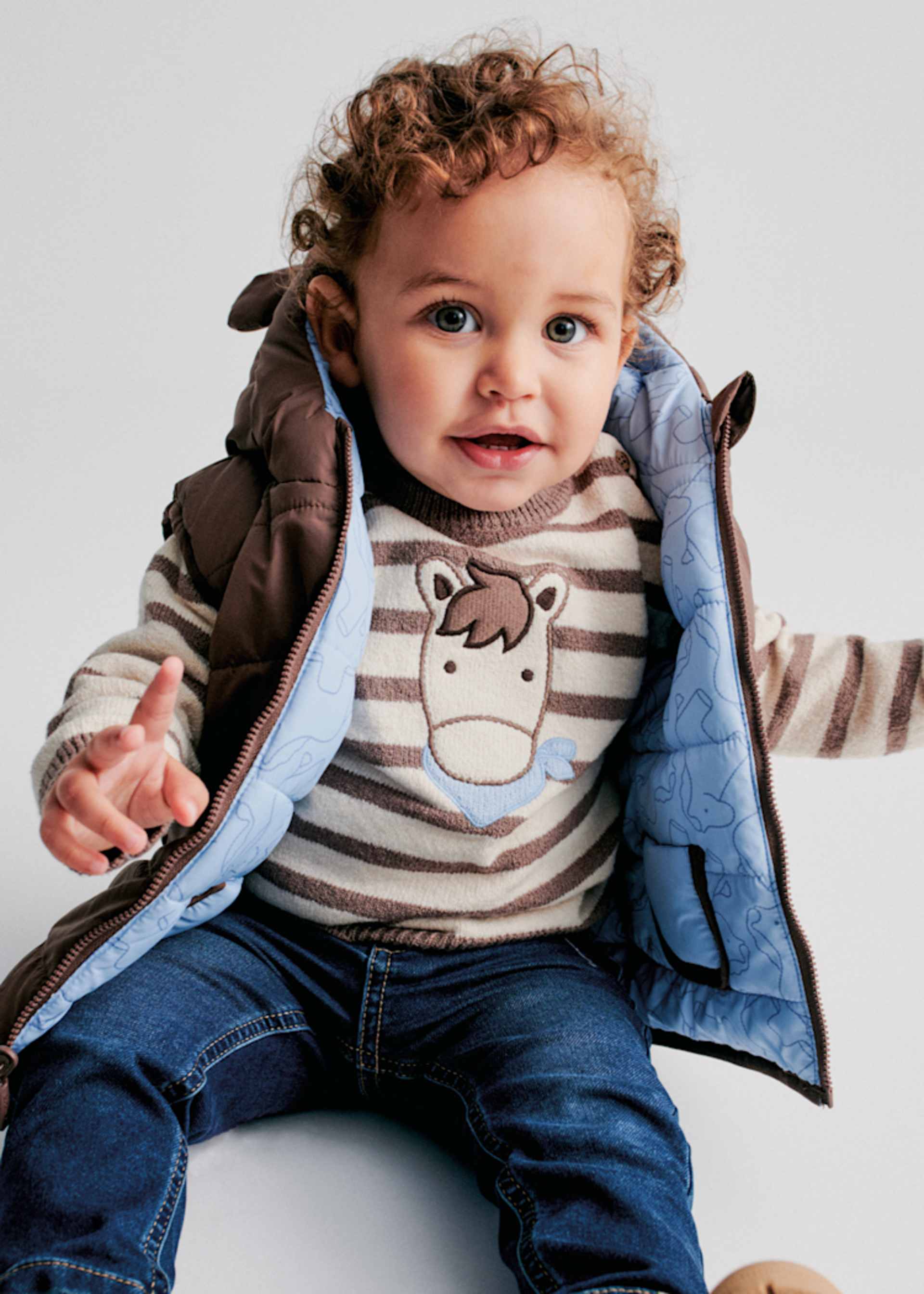 Baby knitted jumper with horse appliqué